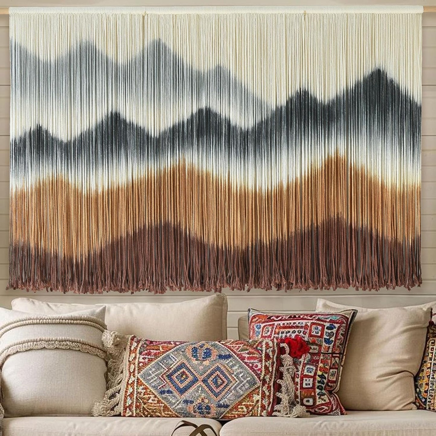 Macrame Wall Hanging Mountain Art for Modern Home Decor