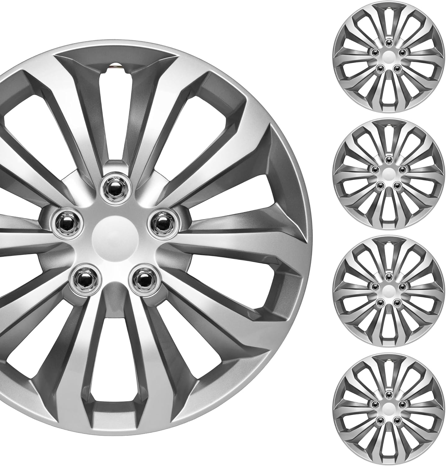 BDK Hubcaps Wheel Covers for Cars - Premium 16in Snap-On Style
