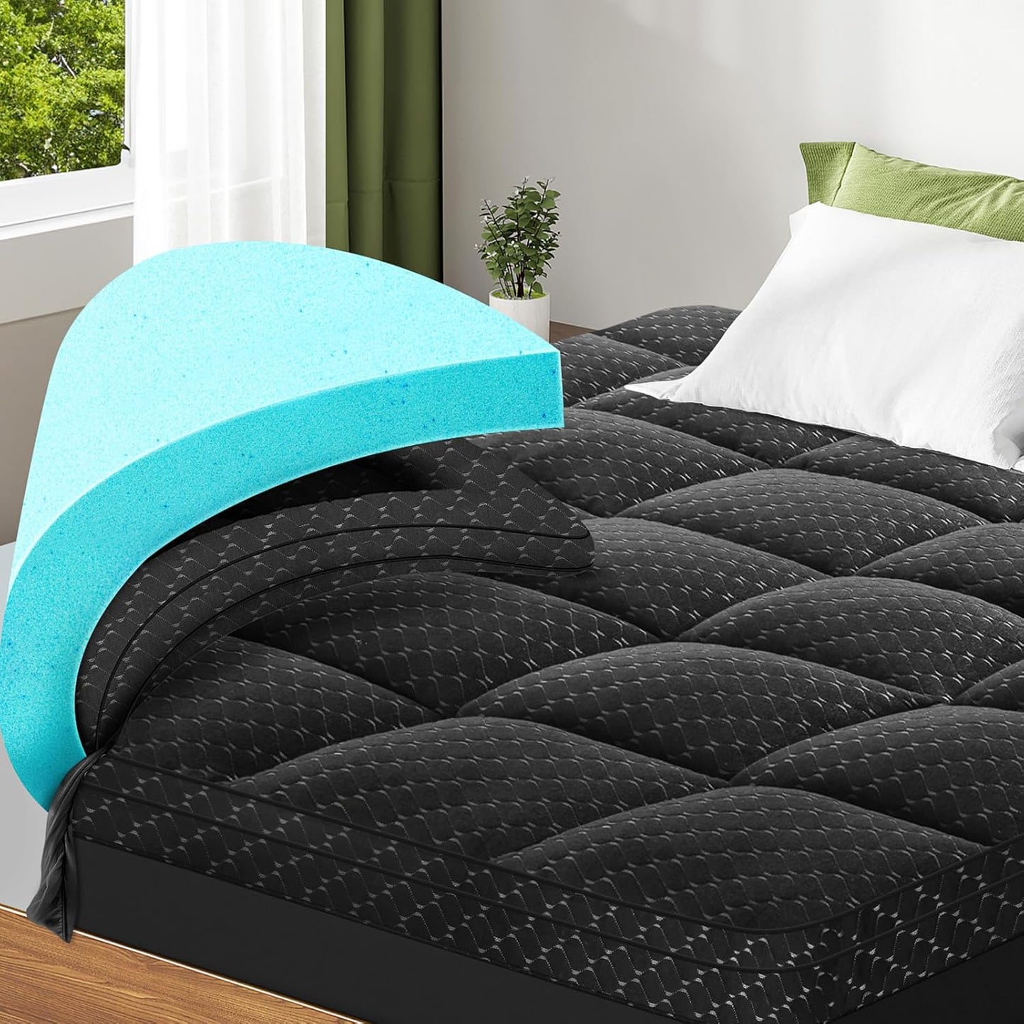 Dual Layer 3 Inch Memory Foam Mattress Topper for King Size