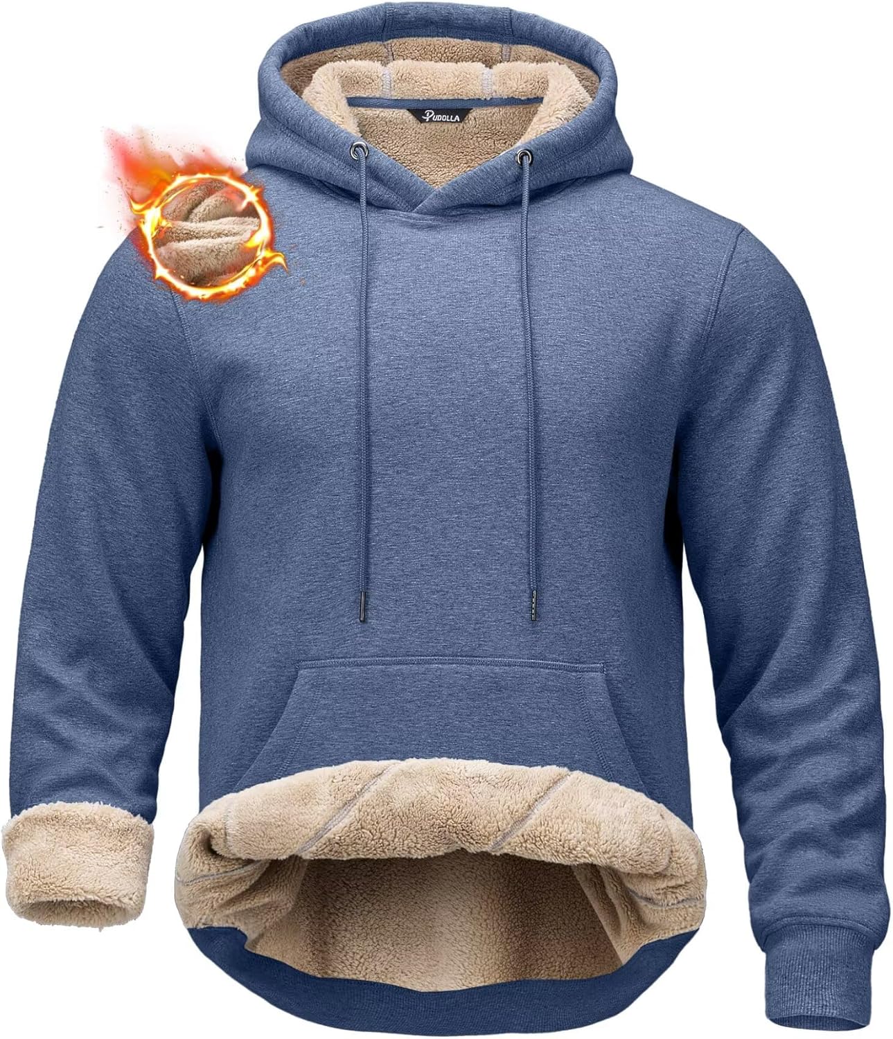 Pudolla Men's Sherpa Hoodie Pullover for Winter Warmth