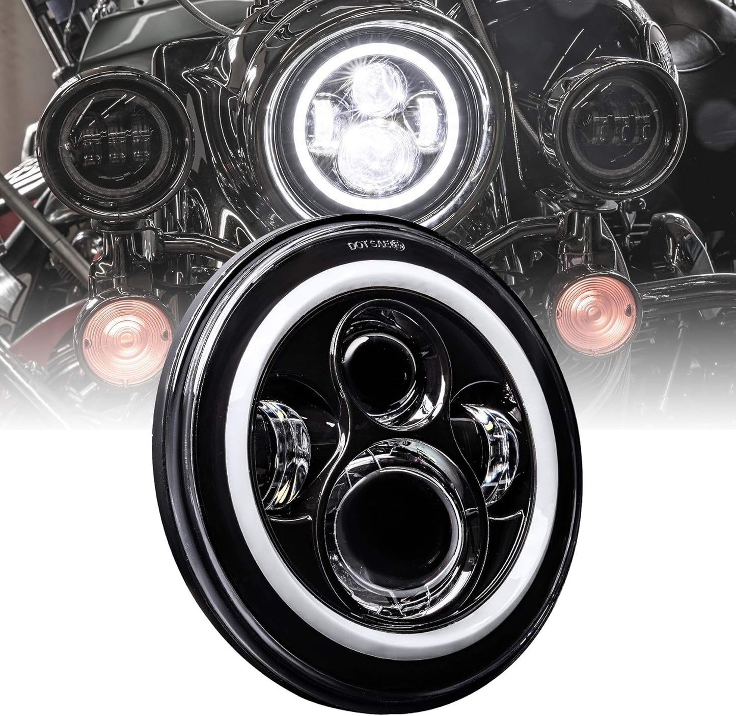 TRUE MODS 7in HALO LED Headlight for Harley Davidson Motorcycles
