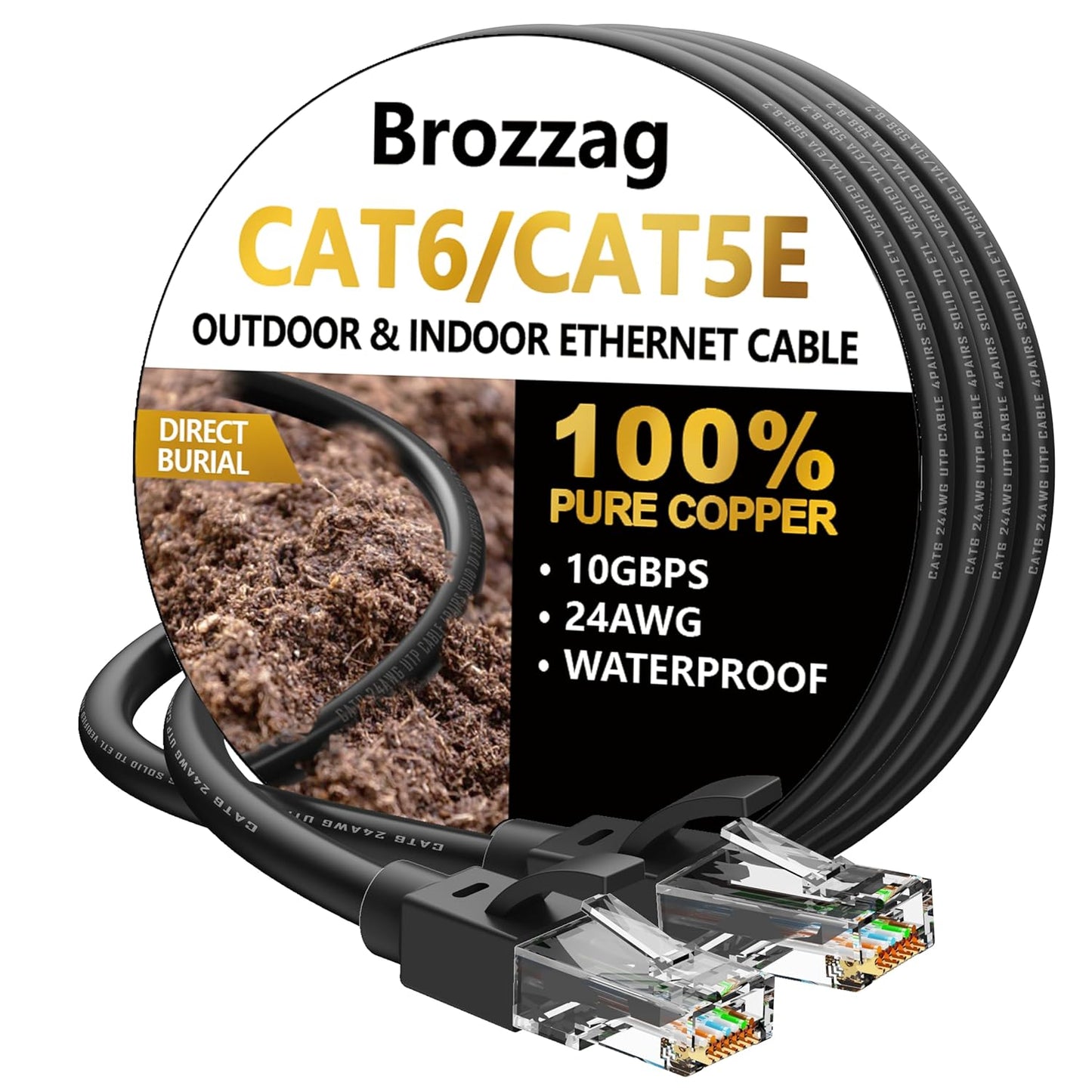 Brozzag 25ft Ethernet Cable: 10Gbps High Speed!