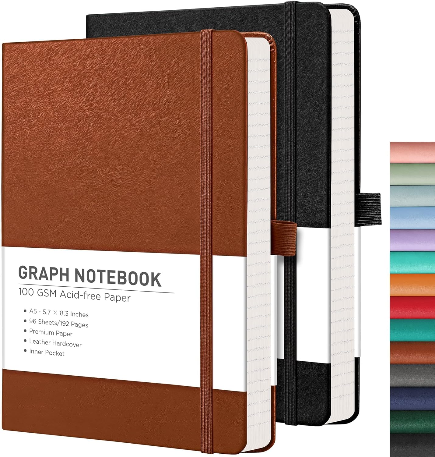 Rettacy A5 Grid Journals - 2-Pack, Premium Quality -100 GSM