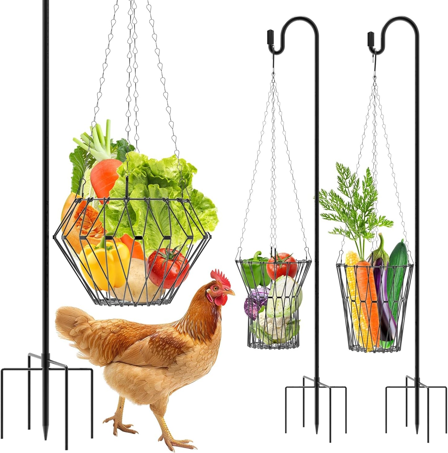 Hanging Chicken Feeder with Shepherds Hook for Poultry Care