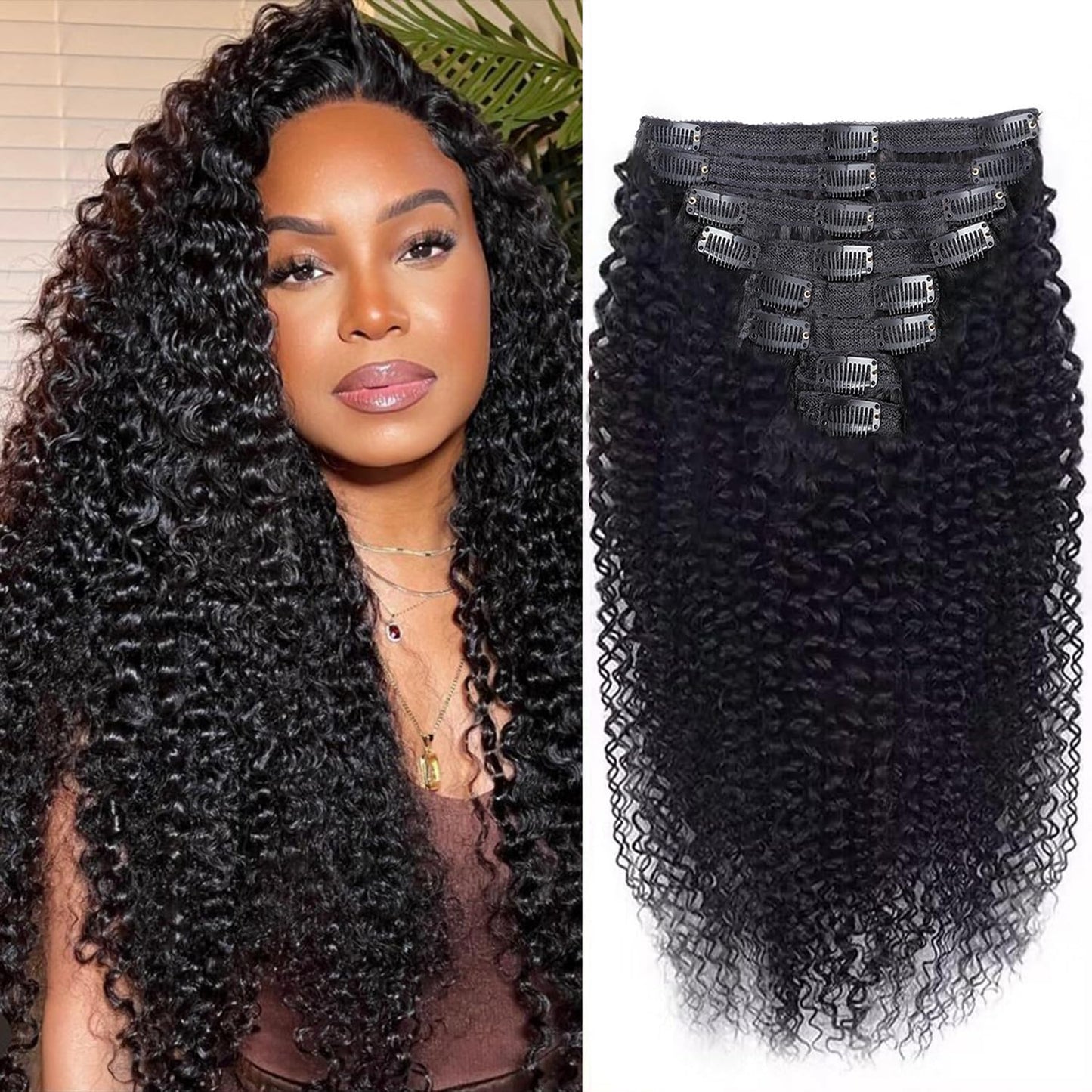 3C 4A Kinky Curly Clip in Hair Extensions for Black Women