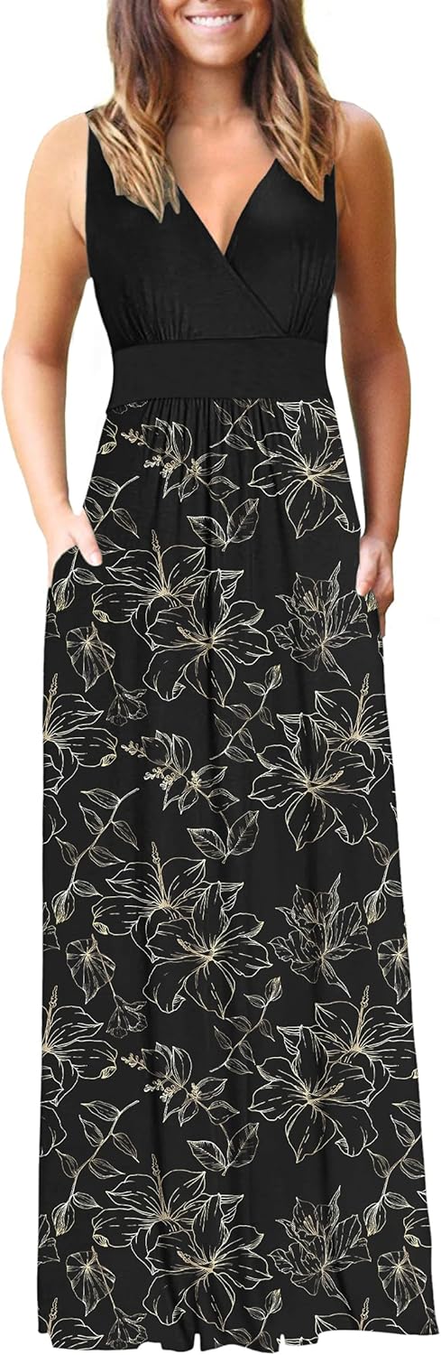AUSELILY Women's Sleeveless Maxi Dress with Pockets for All Occasions