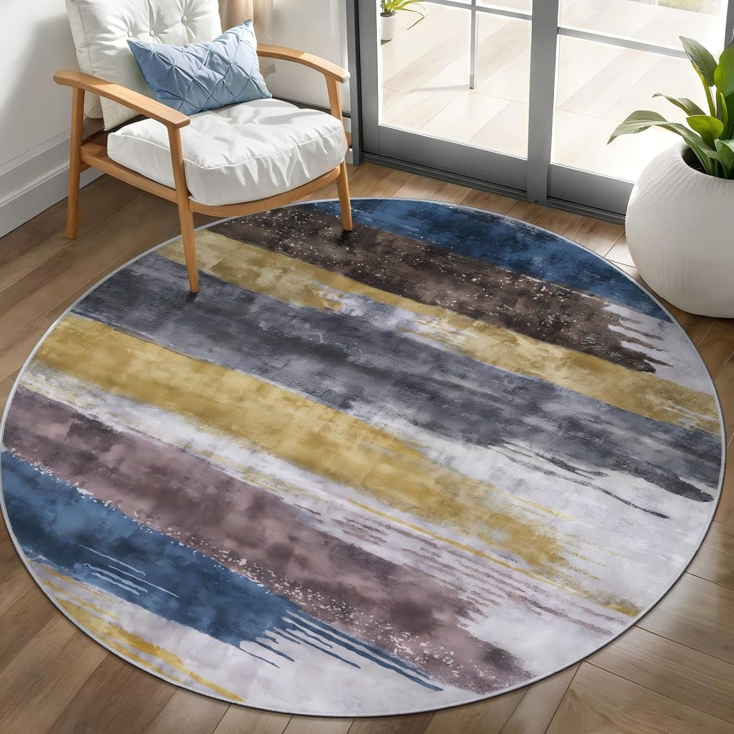 Ciicool 4ft Round Washable Rug for Modern Home Decor