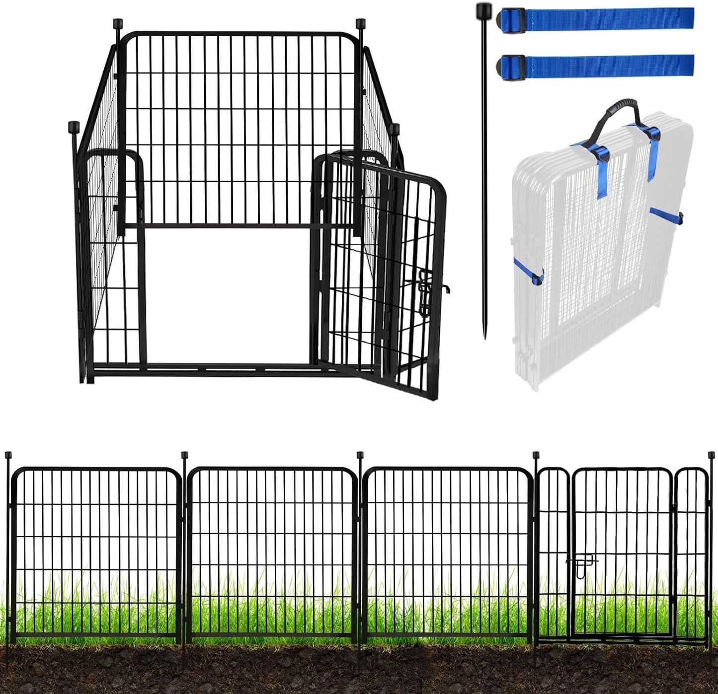ADAVIN Tall Garden Fence with Gate for Pets and Gardens