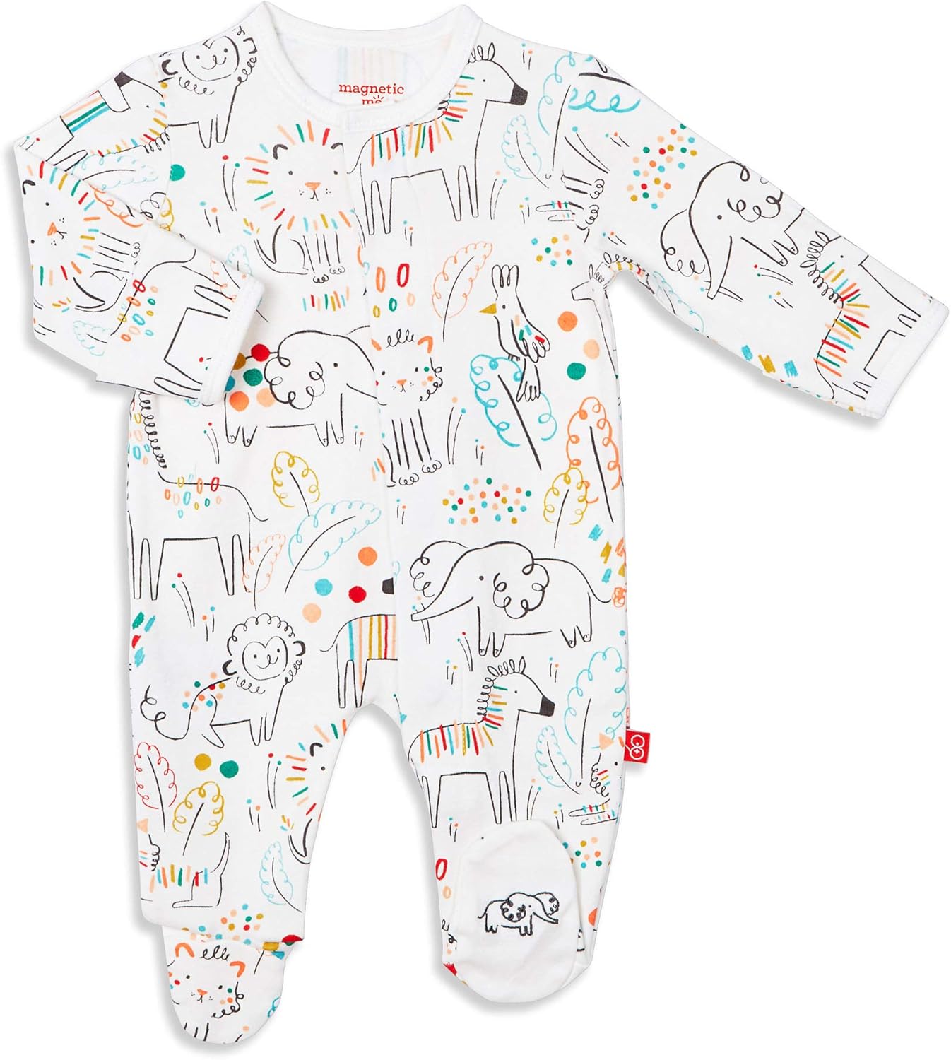 Magnetic Me Organic Cotton Baby Footie Pajamas for Easy Dressing