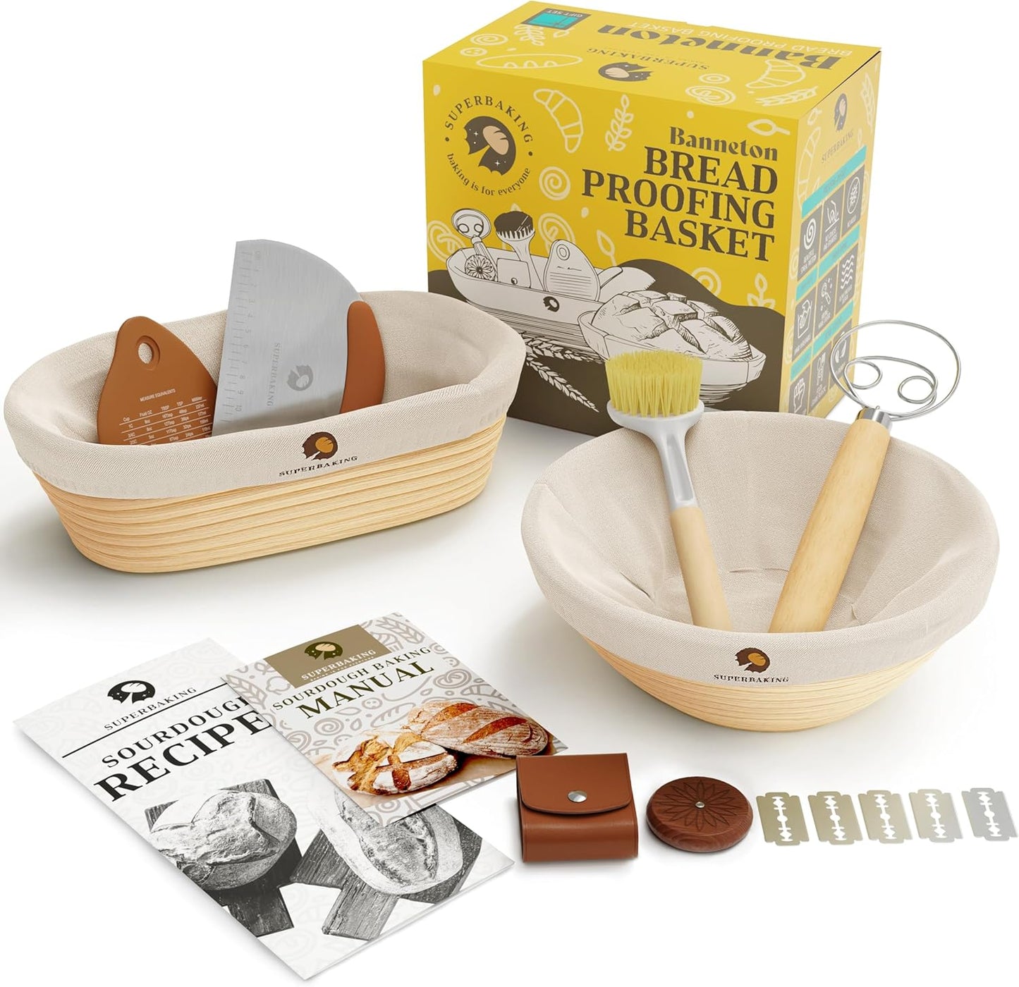 Sourdough Proofing Basket Set of 2 for Perfect Bread Baking