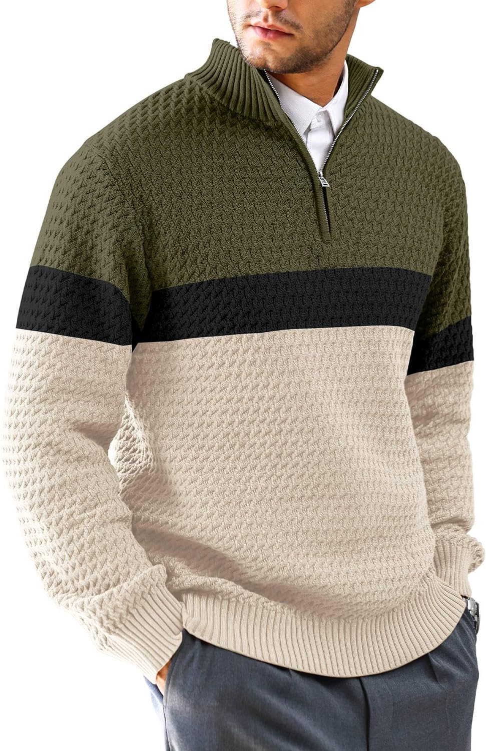Men's Quarter-Zip Sweater for Business Casual Style and Comfort