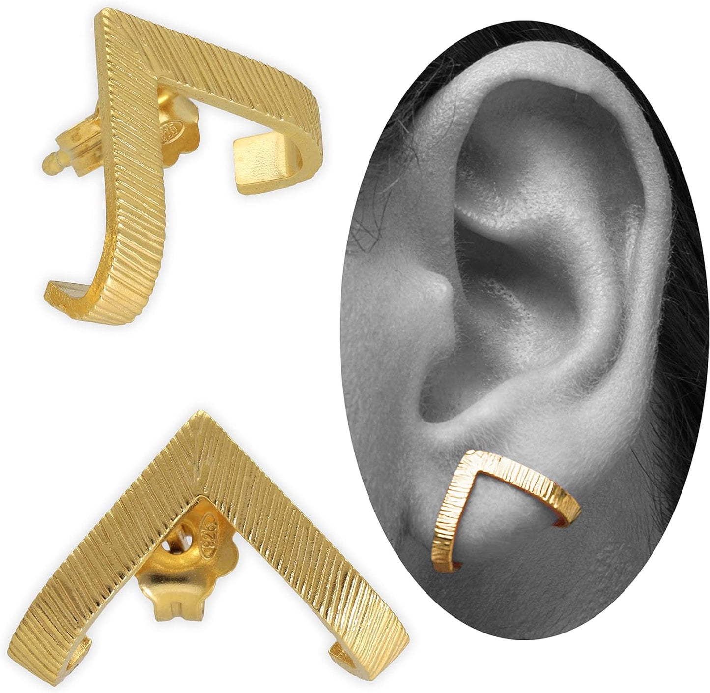 Minimalist Triangle Stud Earrings in 24K Gold Plated Silver