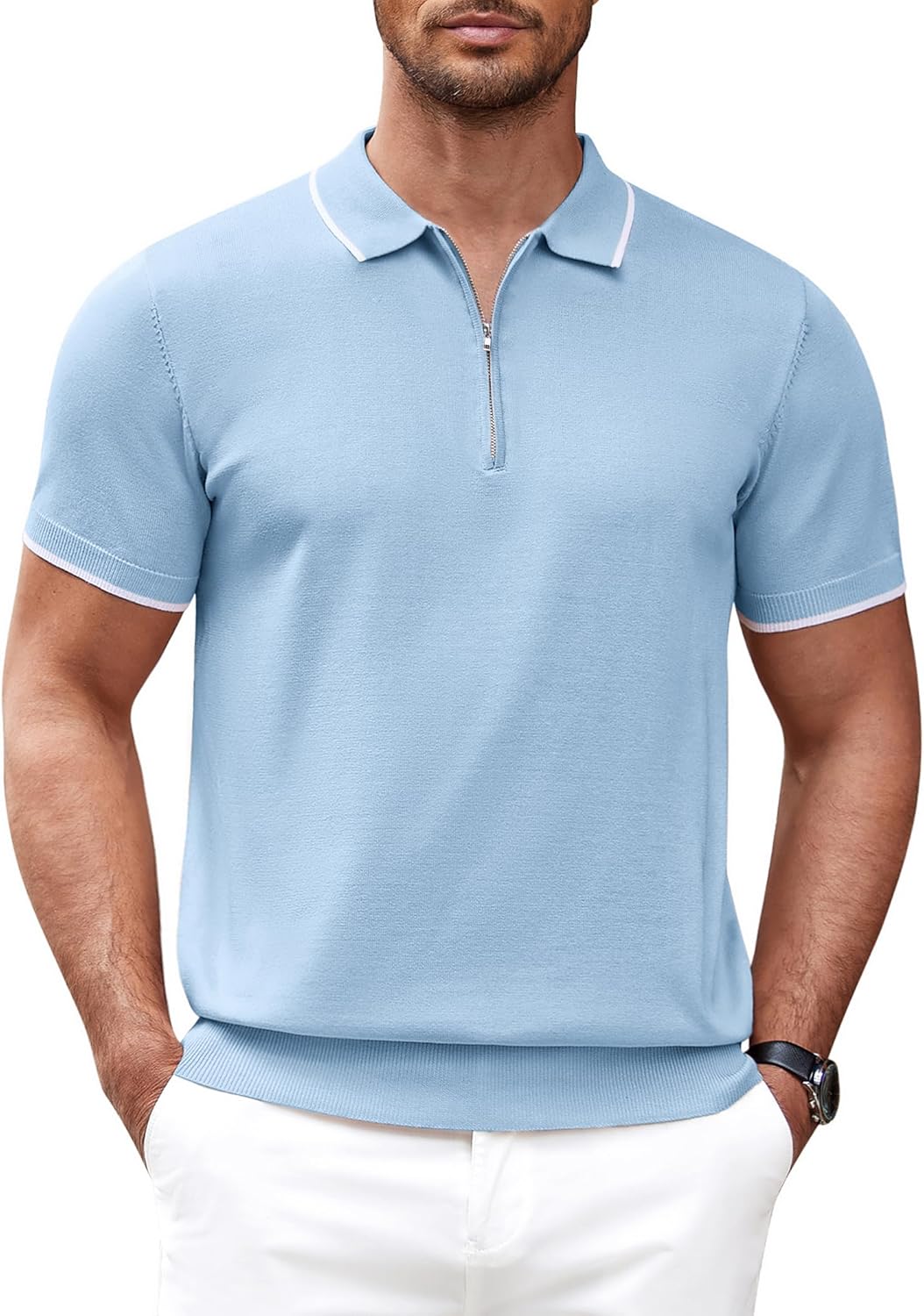 Stylish COOFANDY Men's Zipper Polo Shirt for Every Occasion