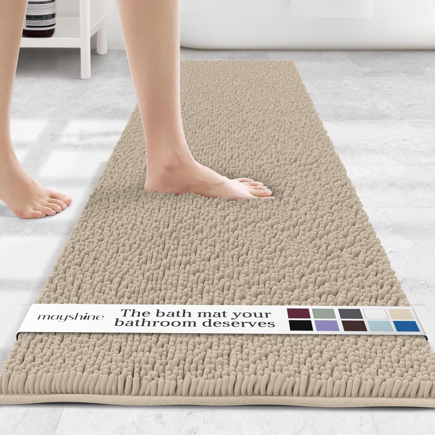 MAYSHINE Plush Shaggy Chenille Bath Mat for Ultimate Comfort