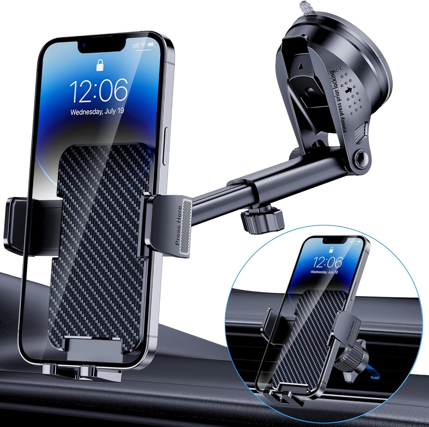 BIVGAZA Military-Grade Car Phone Holder | Thick Case Friendly | Universal Fit