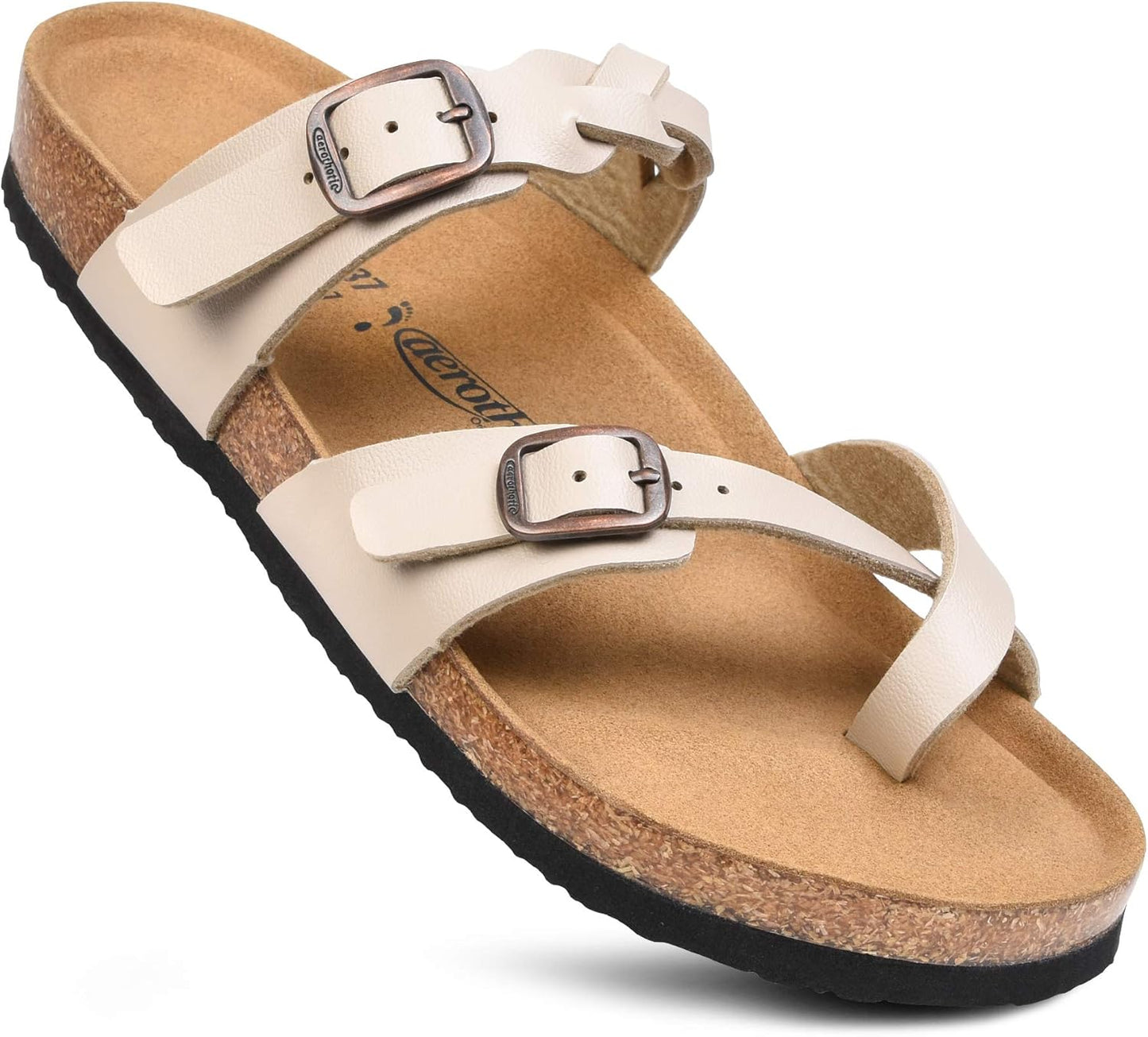 AEROTHOTIC Womens Strappy Slip-On Sandals with Arch Support