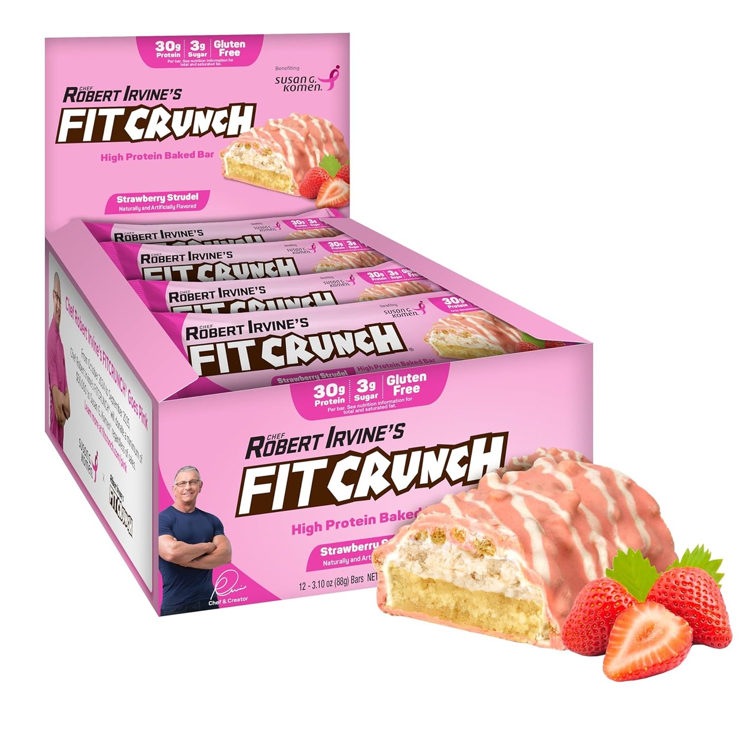 FITCRUNCH Full Size Protein Bars with 30g Protein and 3g Sugar