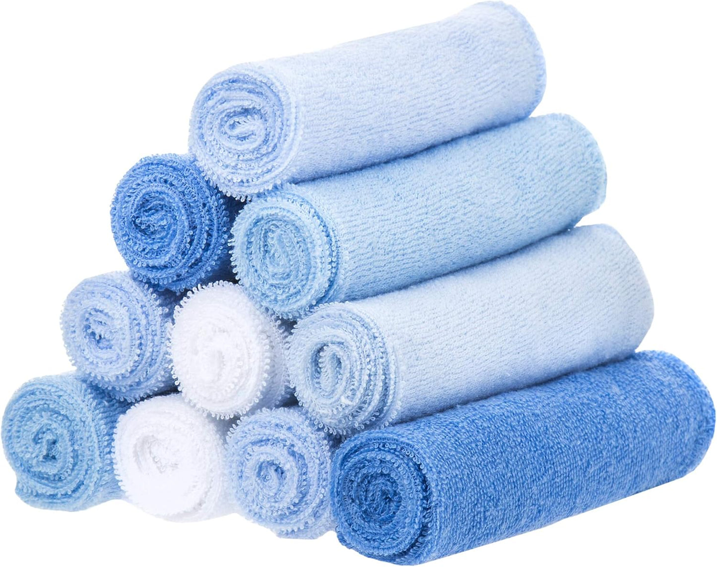 Soft Terry Washcloth Set for Babies, Pack of 10, Blue