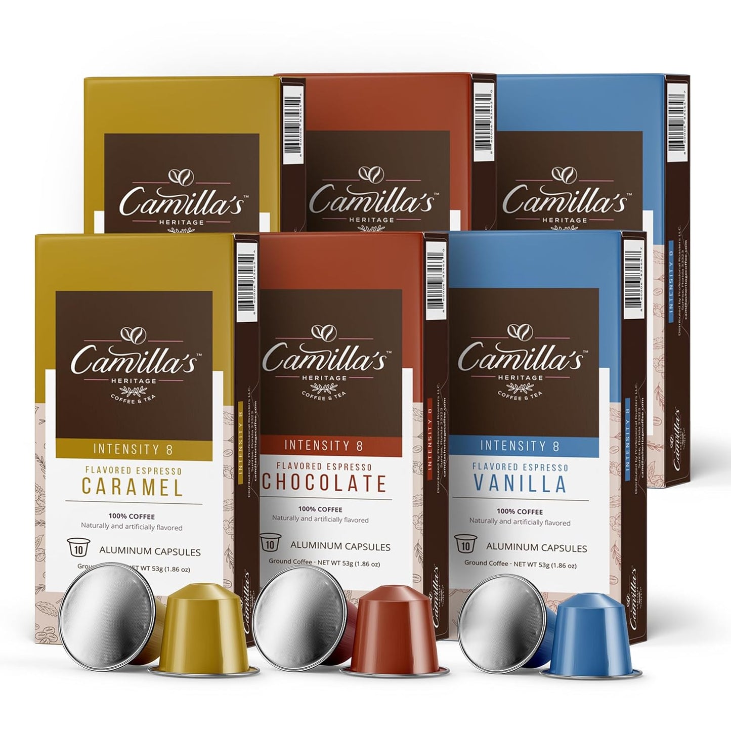 Camillas Heritage Intensity 8 Espresso Coffee Variety Pack