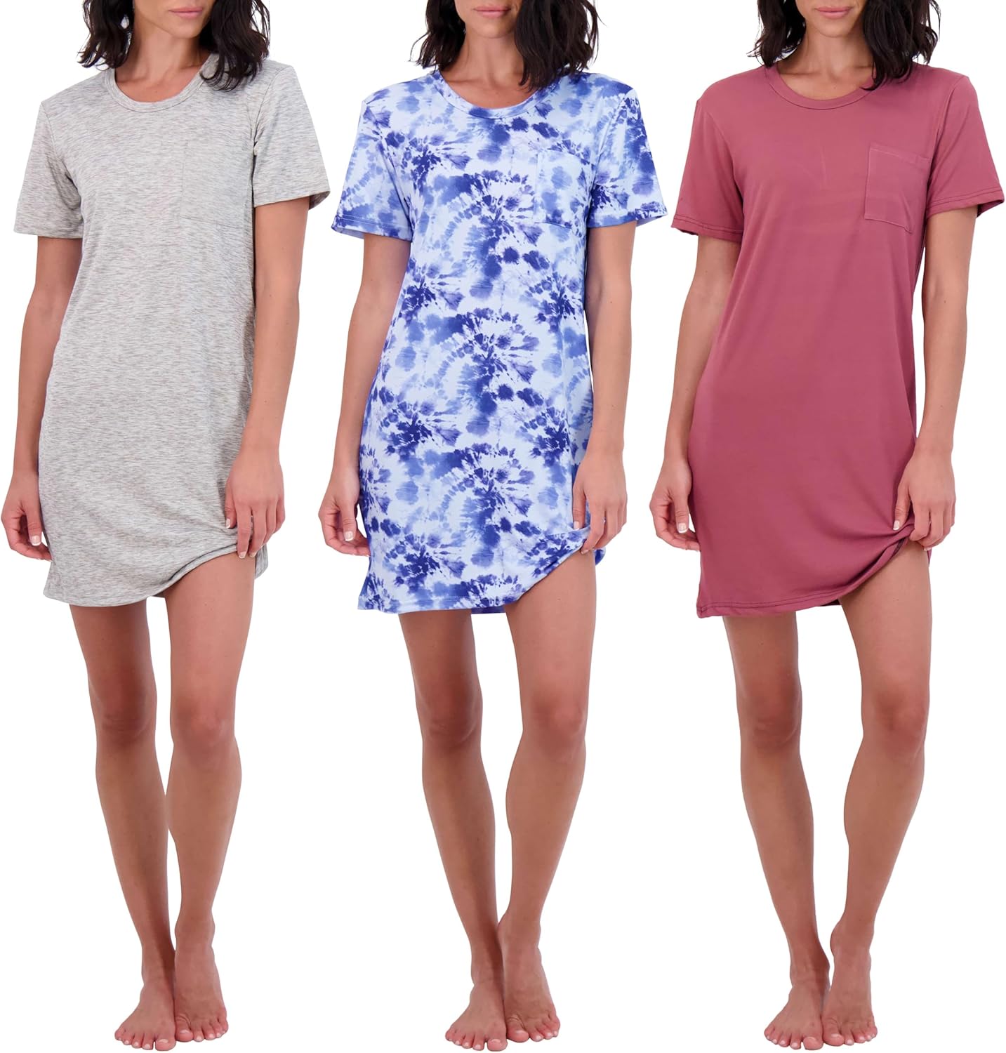 Real Essentials Women's Short Sleeve Nightgown Dress for Comfort