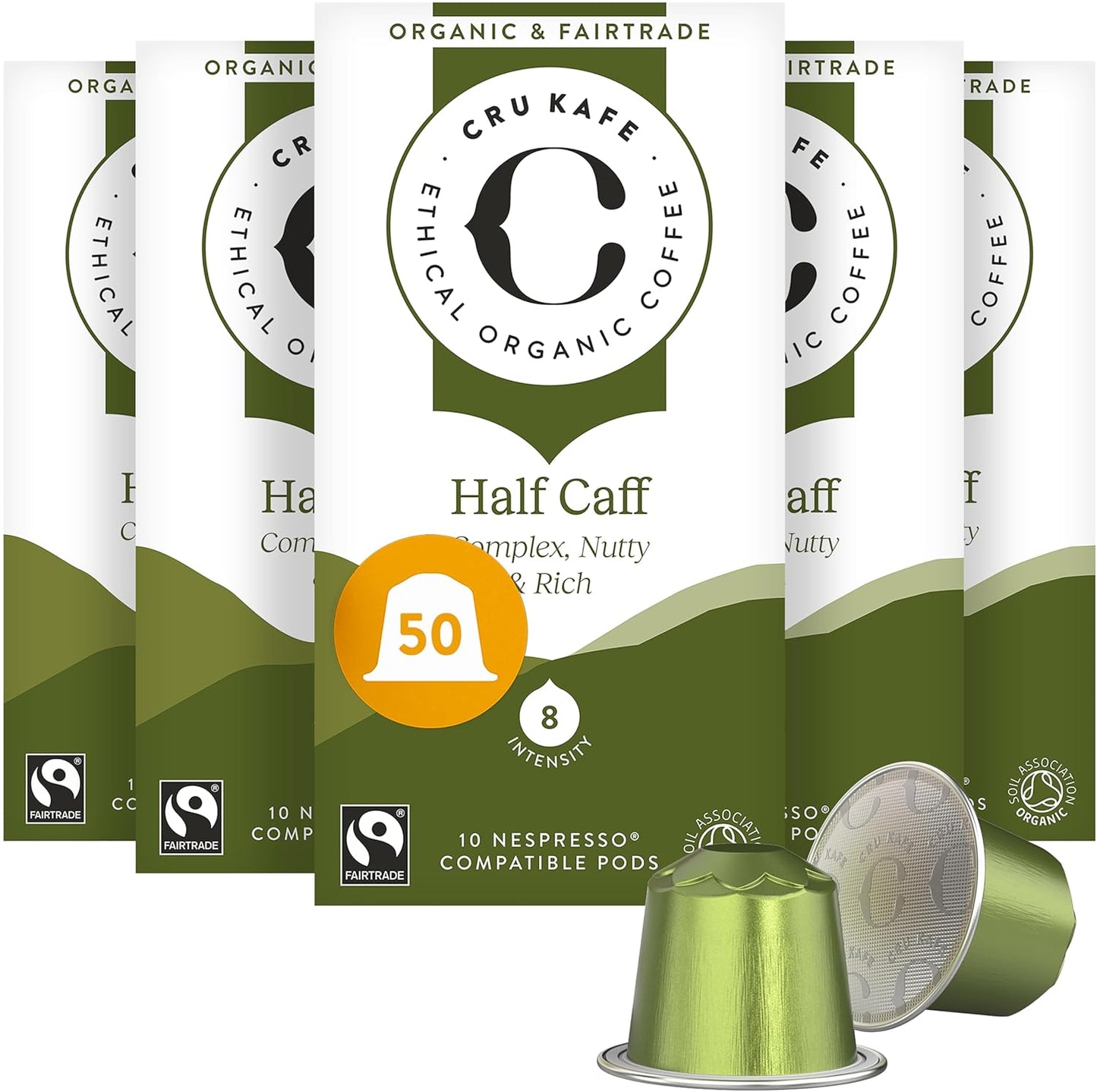 Cru Kafe Organic Half Caff Espresso Coffee Capsules for Nespresso