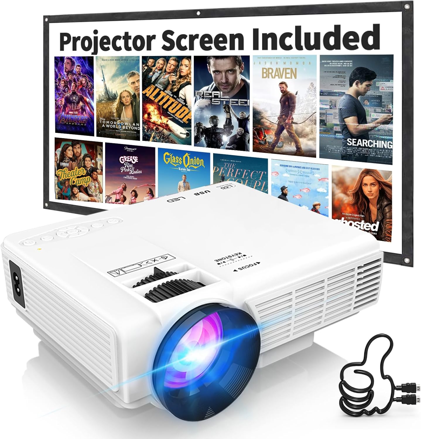 Portable HD Projector with Two-way Bluetooth