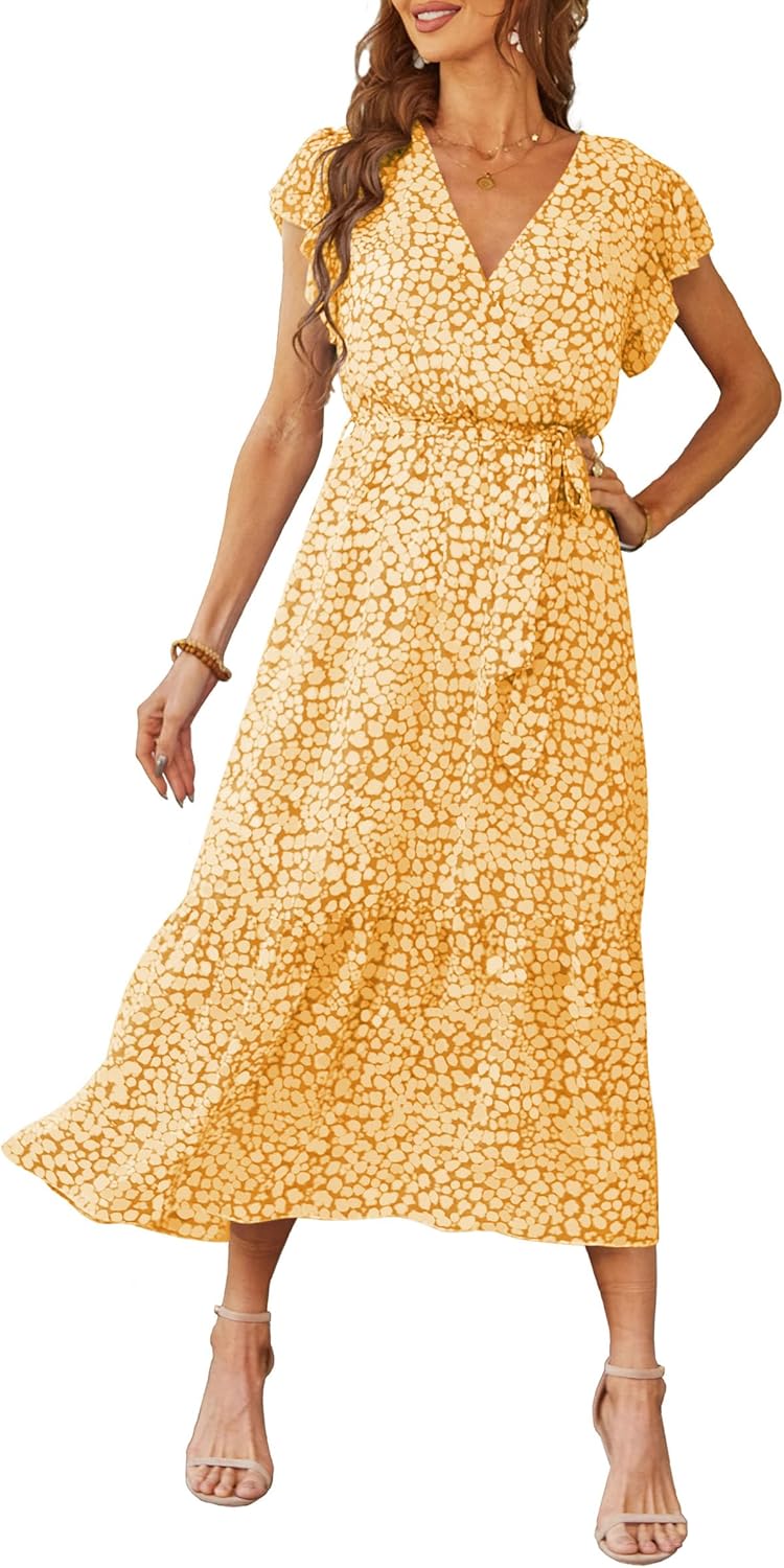 PRETTYGARDEN Women's Summer Floral Boho Maxi Dress for Weddings