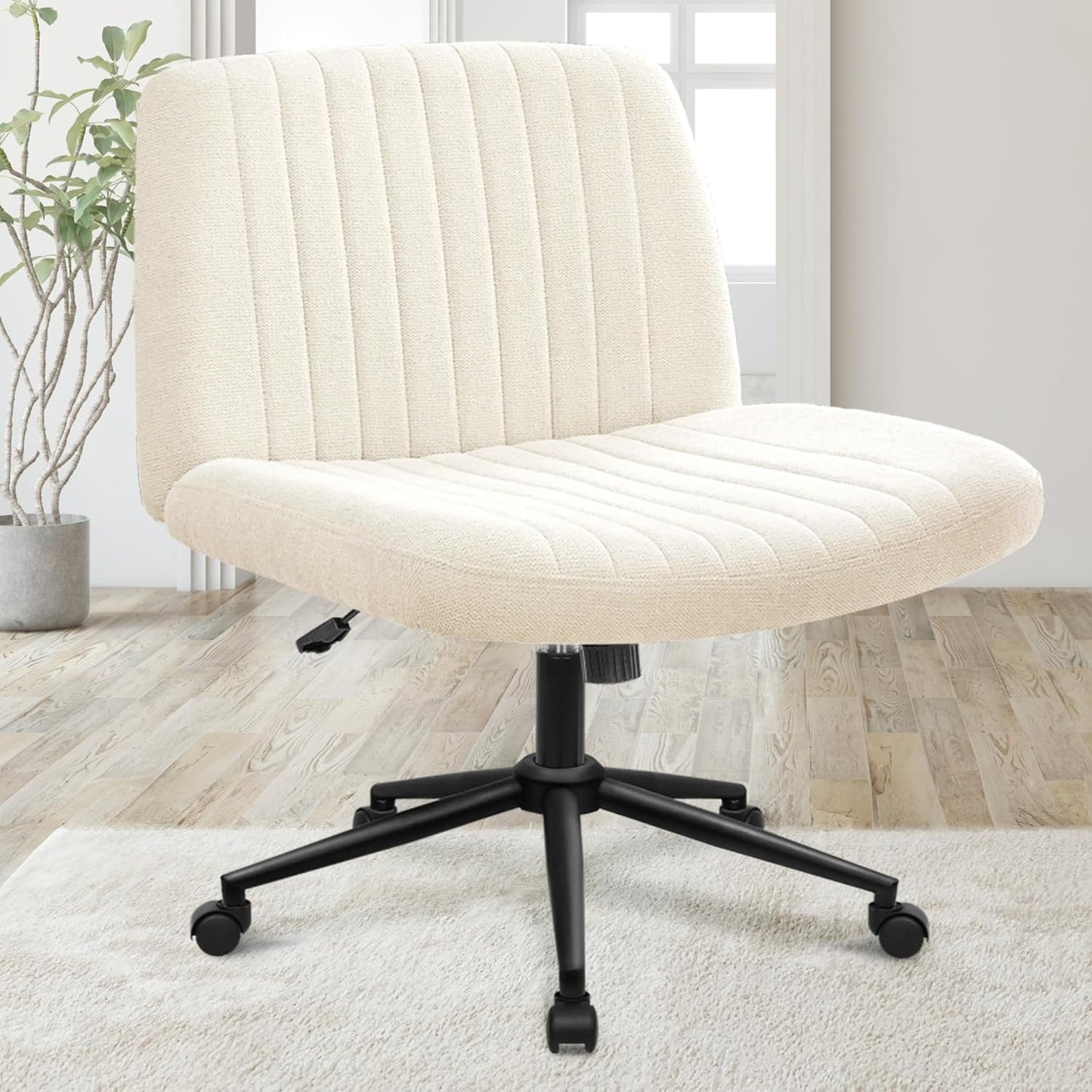 Adjustable Beige Office Chair with Wheels