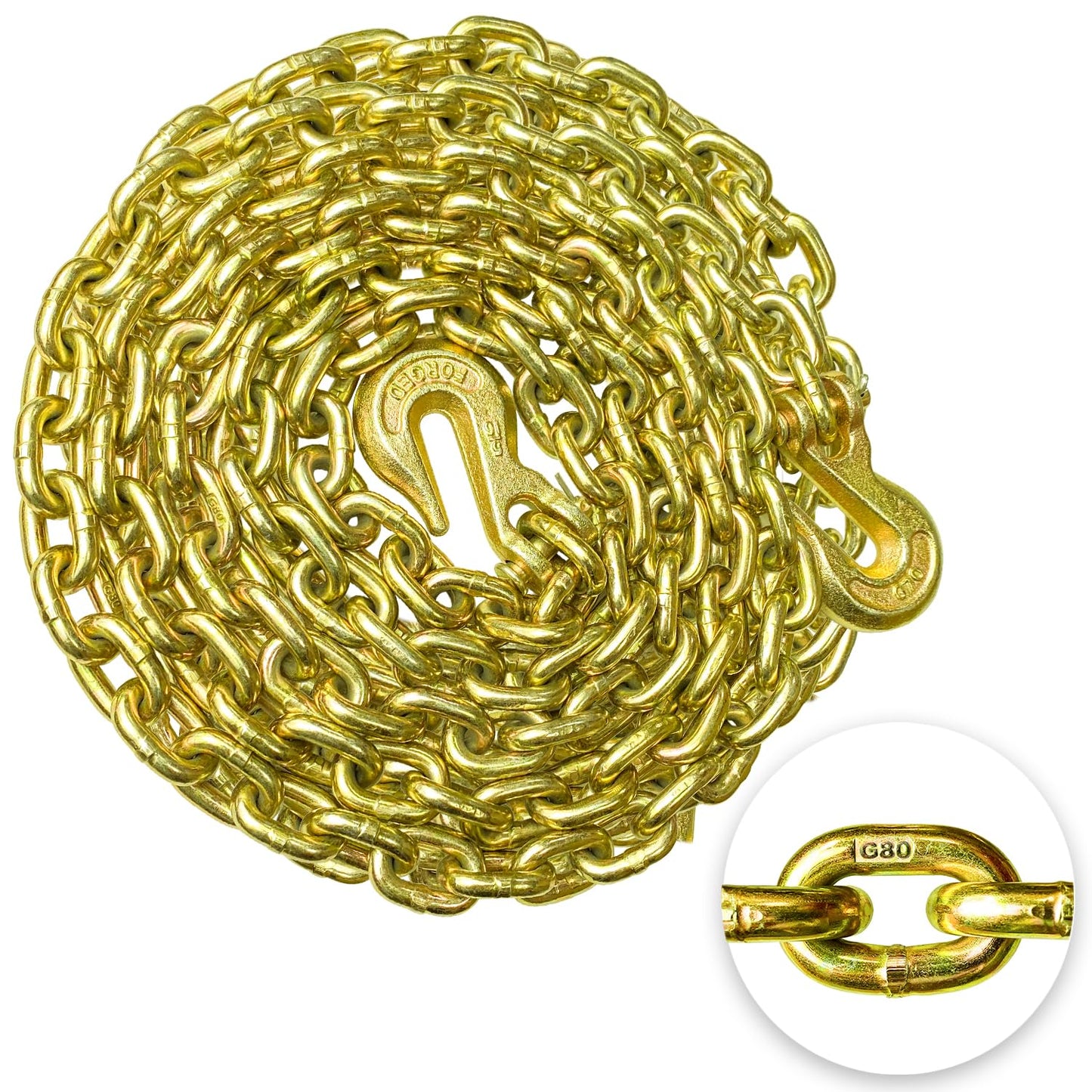 G80 Transport Binder Chain 5/16 Inch x 25 Foot for Heavy Loads