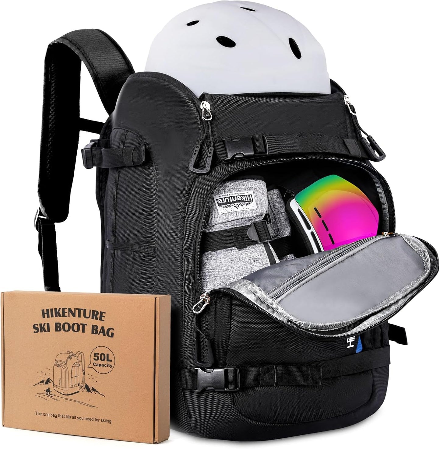Hikenture 50L Ski Boot Backpack: Water-Resistant & Spacious