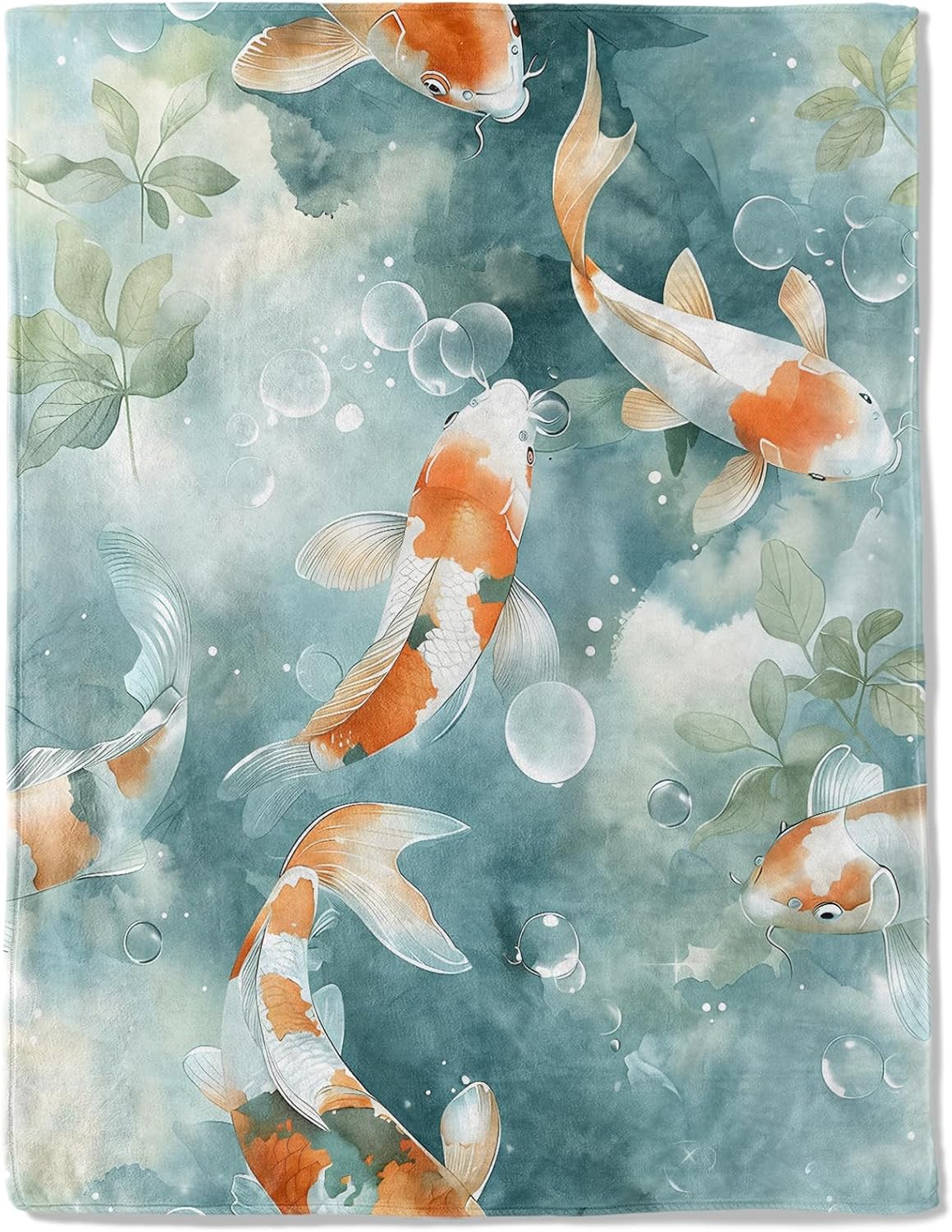 Soft Watercolor Koi Fish Blanket - Cozy Gift 50x60in