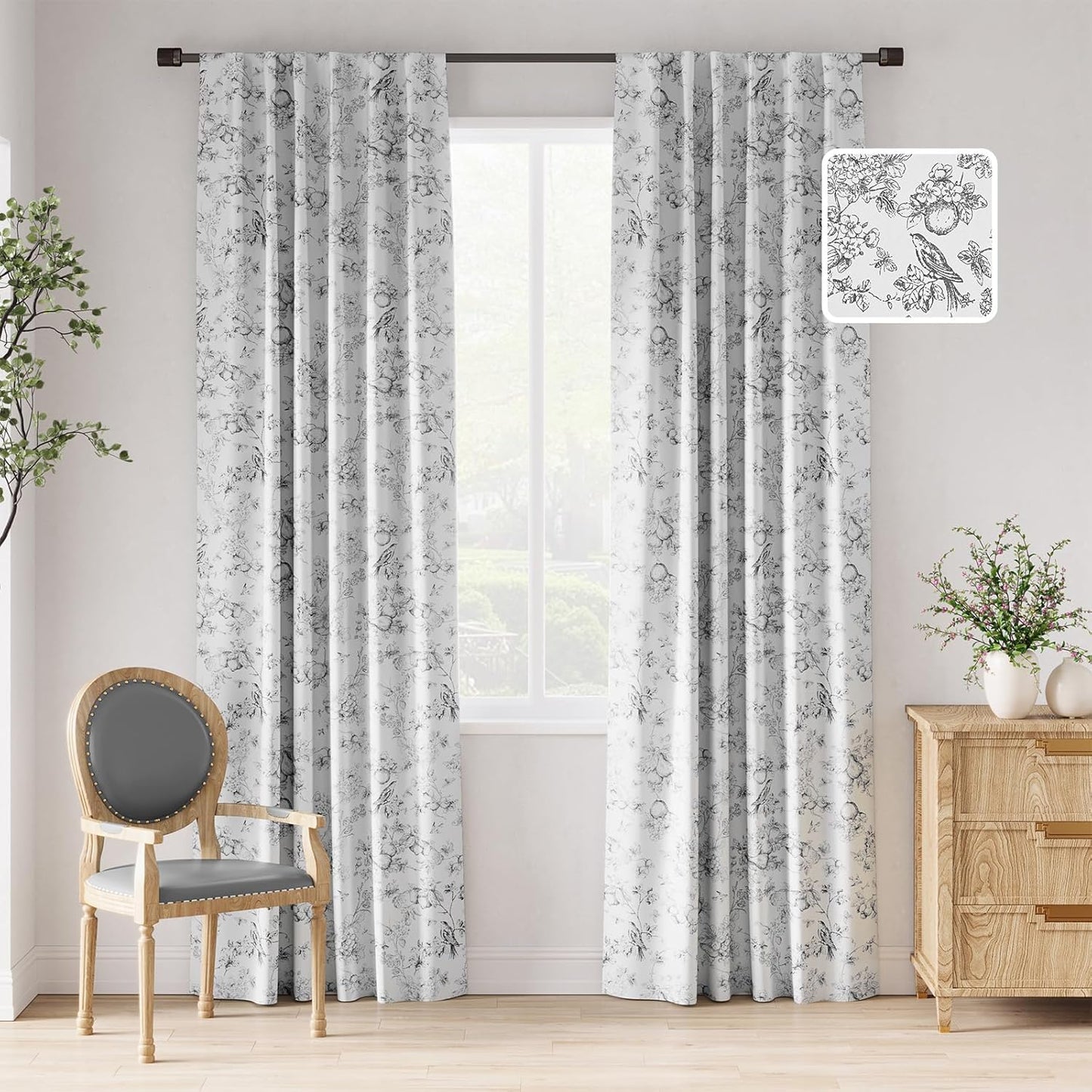 Premium 100% Blackout Floral Curtains