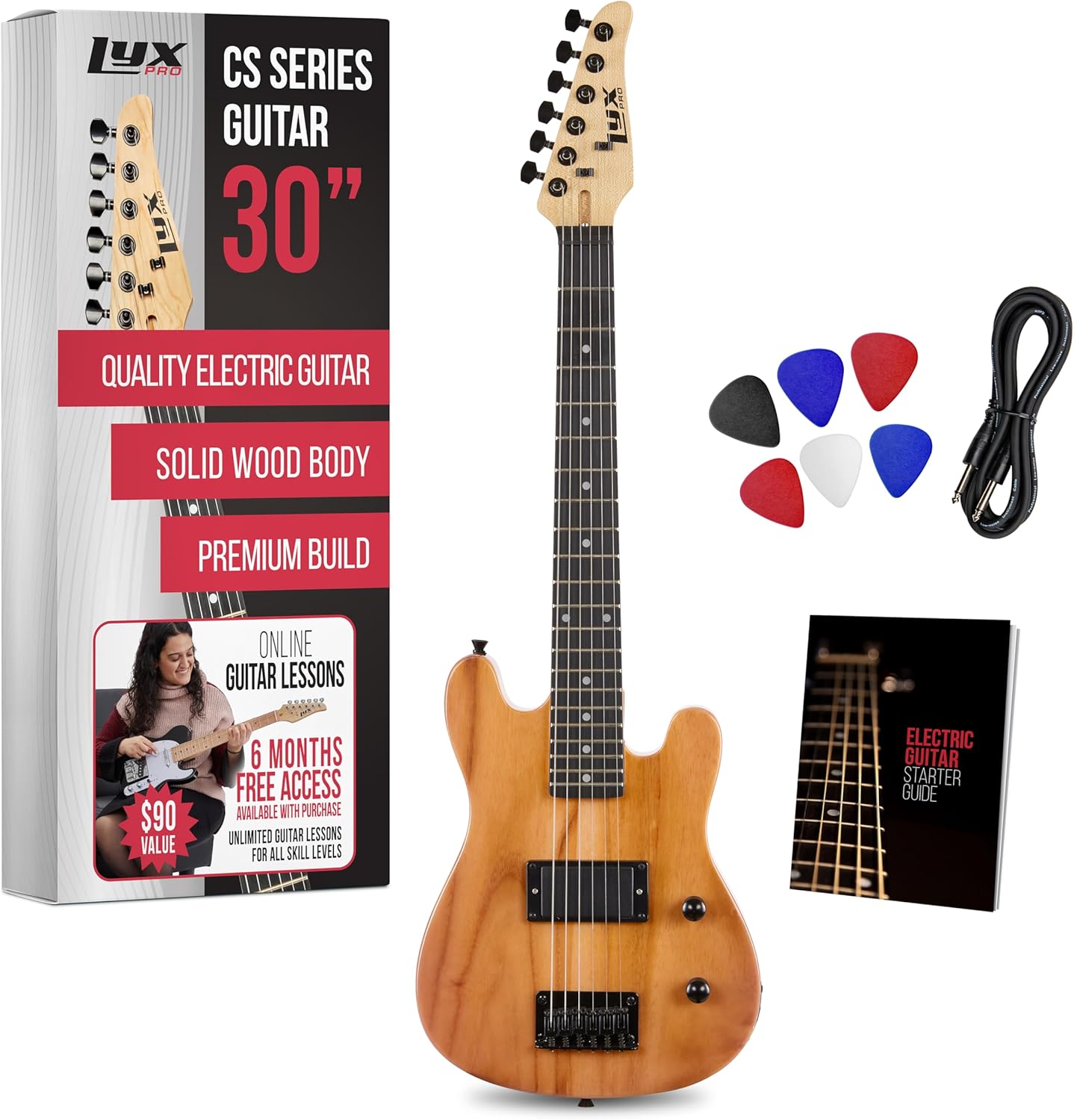 LyxPro CS 30 Electric Guitar Kit | Versatile for All Players | Solid Wood Body