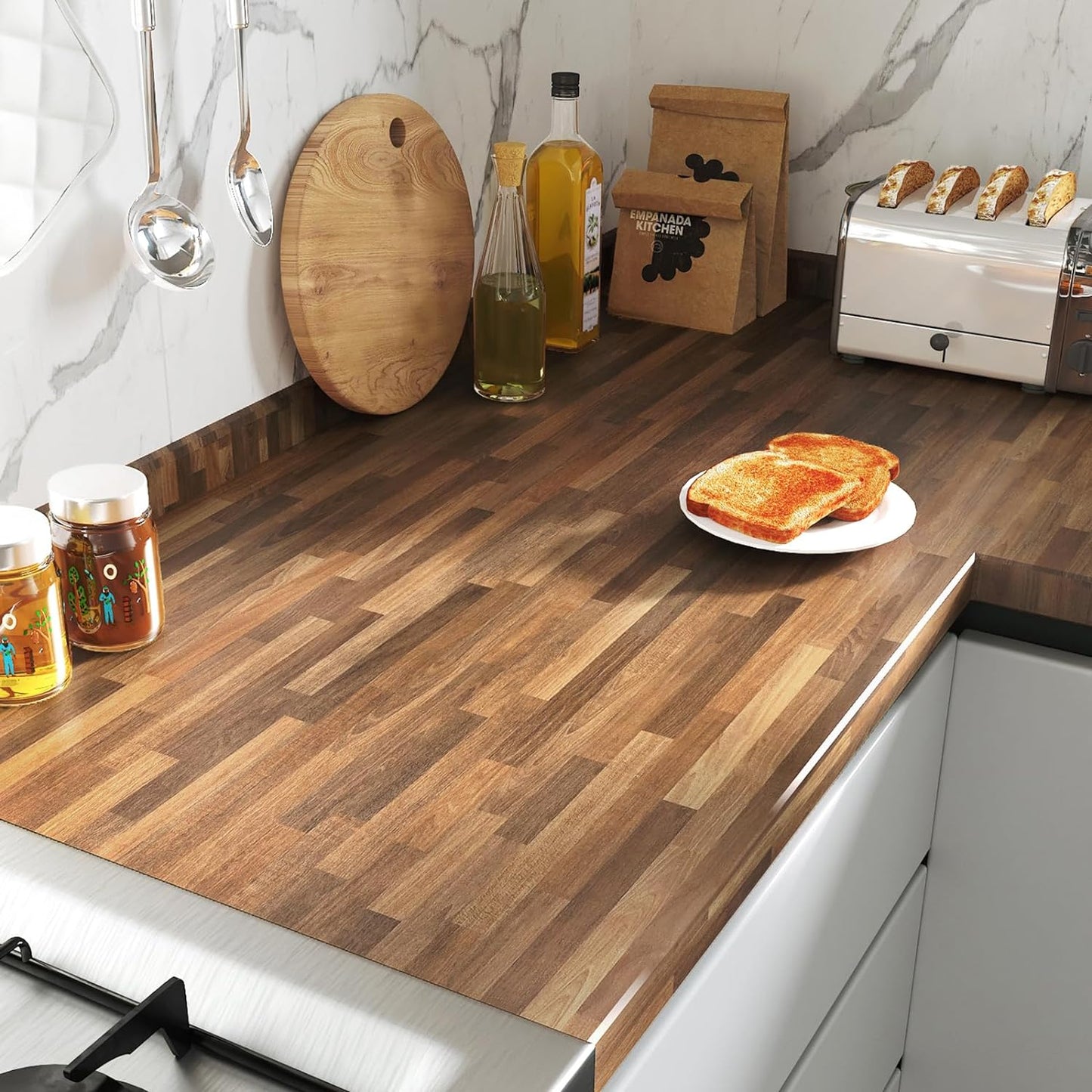 Large Butcher Block Countertop Contact Paper for Easy Use