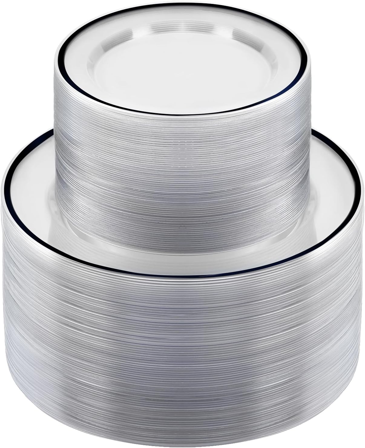 200PCS Black and Clear Plastic Plates for Elegant Parties