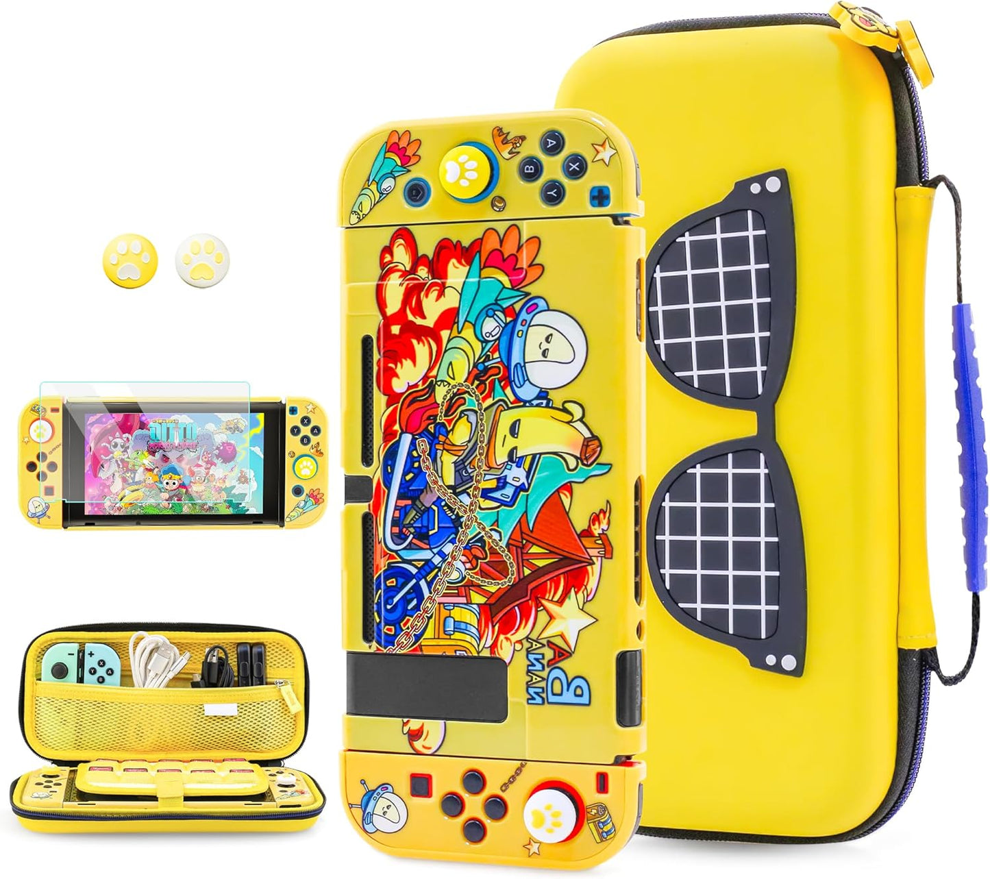 FUNDIARY Yellow Carrying Case for Nintendo Switch with Fortnite Design