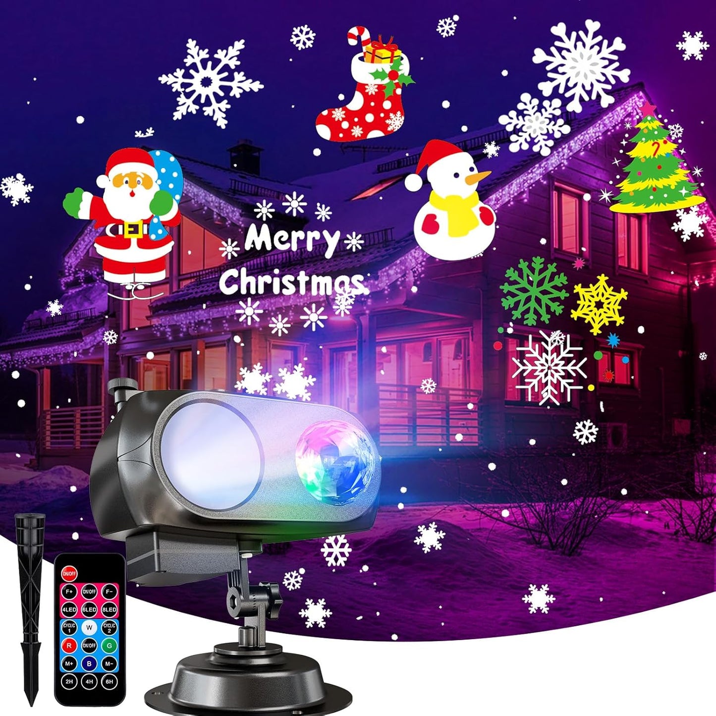 Minetom 20 HD Christmas Projector Lights - Waterproof with Timer & Multicolor Effects