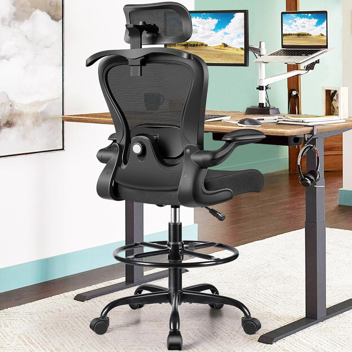Drafting Chair with 3D Lumbar Support for Ultimate Comfort
