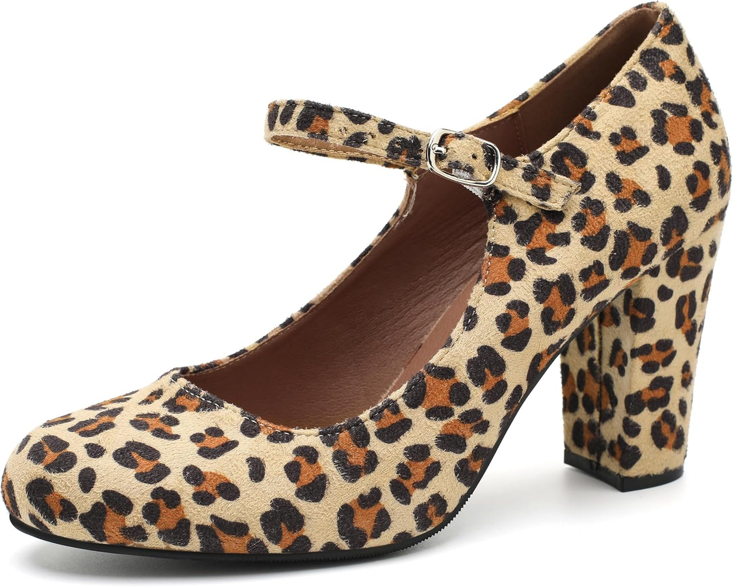 Women's Mary Jane Heels Closed Toe Chunky Block High Heel Pumps