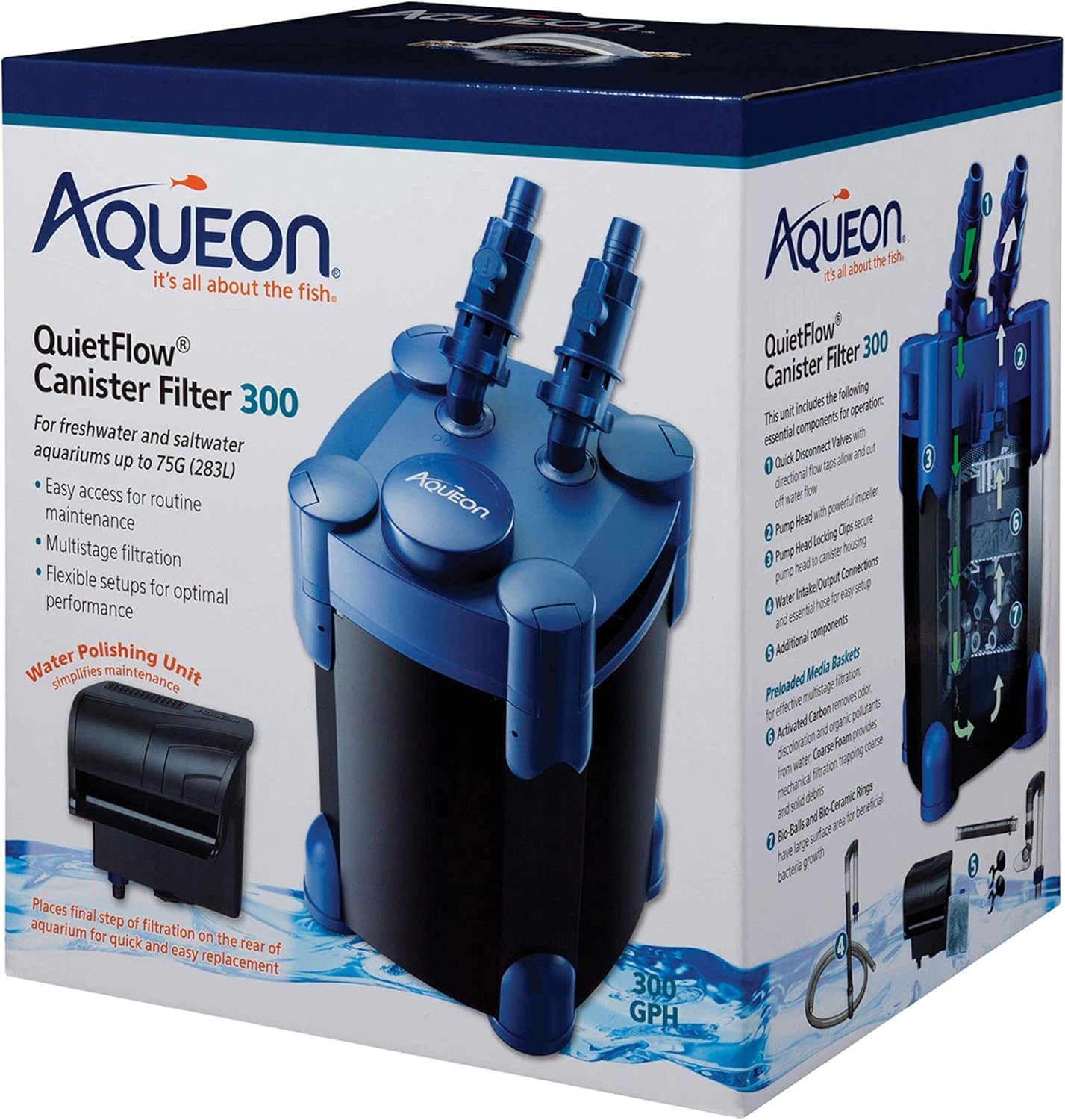Aqueon QuietFlow Canister Filter for 55-100 Gallon Aquariums