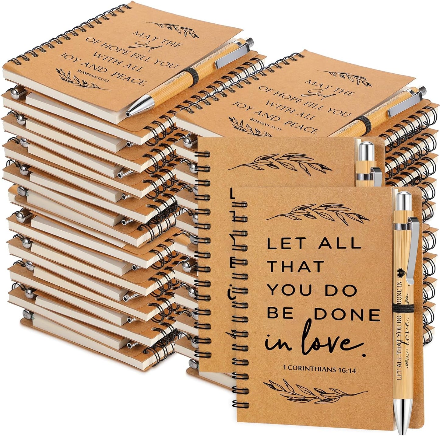 Kosiz 100 Pcs Christian Gifts Bulk with Notebooks and Pens