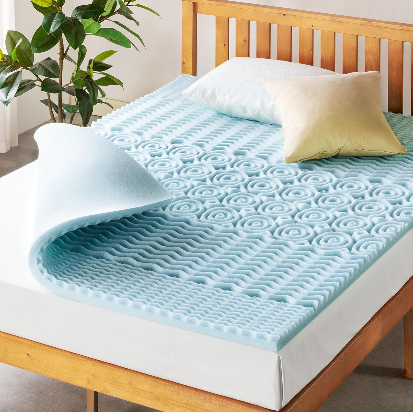 Mellow 1.5 Inch 5-Zone Memory Foam Mattress Topper for Comfort