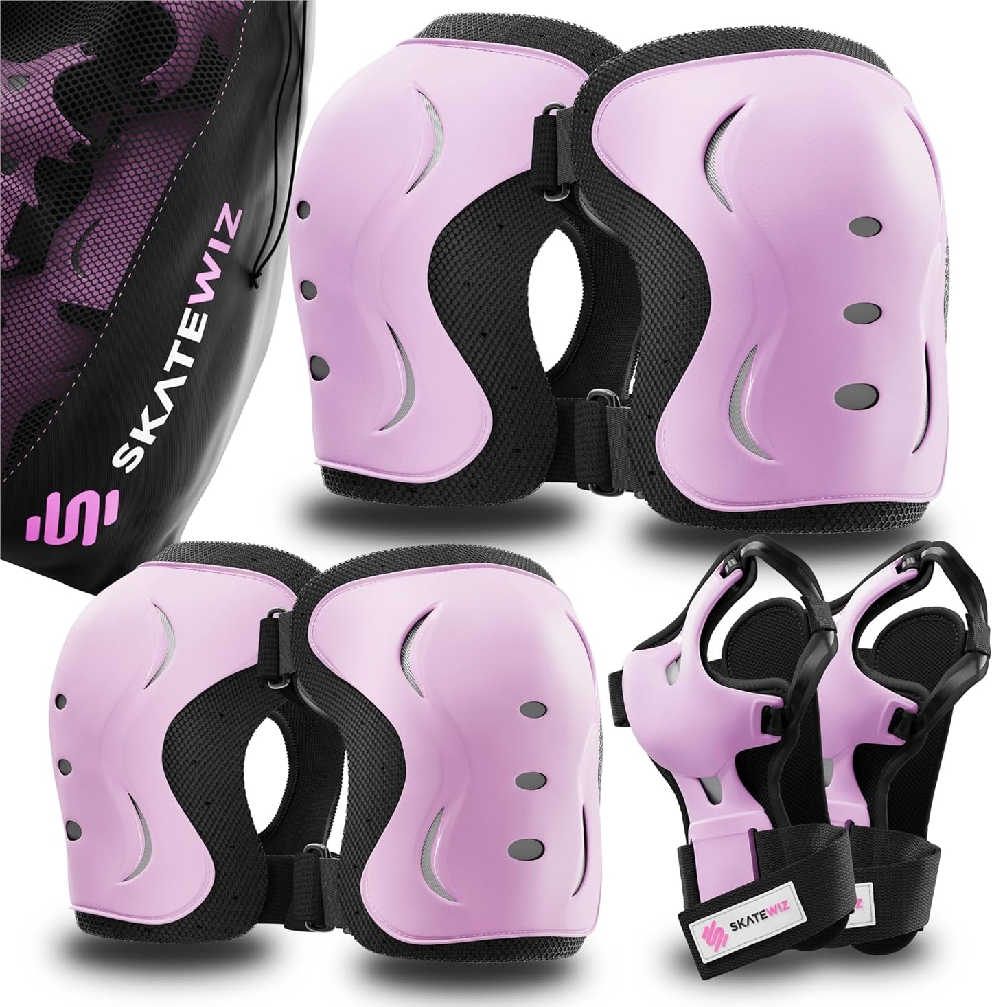 Skating Protective Gear for Adults & Kids - 6pc Set with Pads