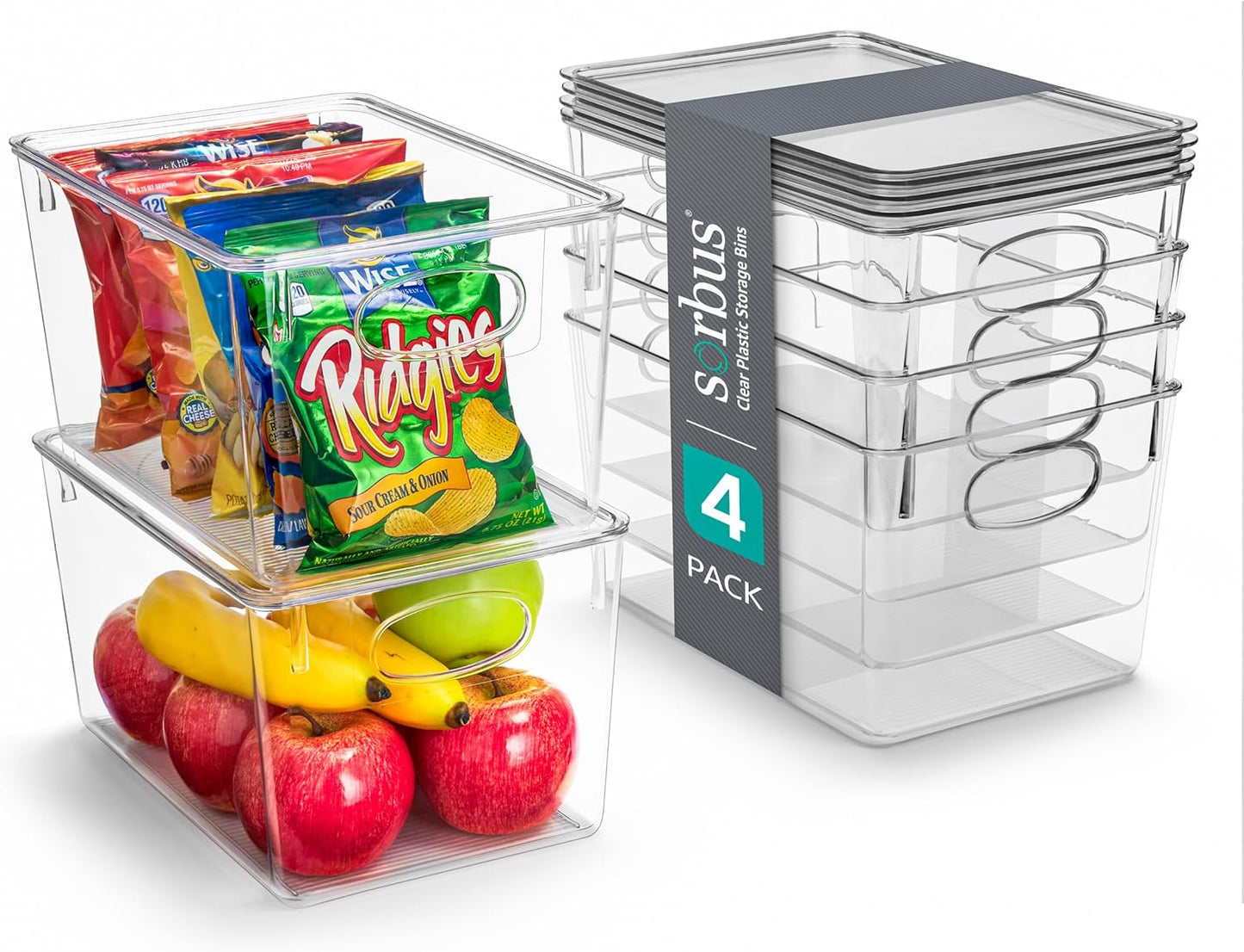 Sorbus Large Clear Plastic Storage Bins for Home Organization