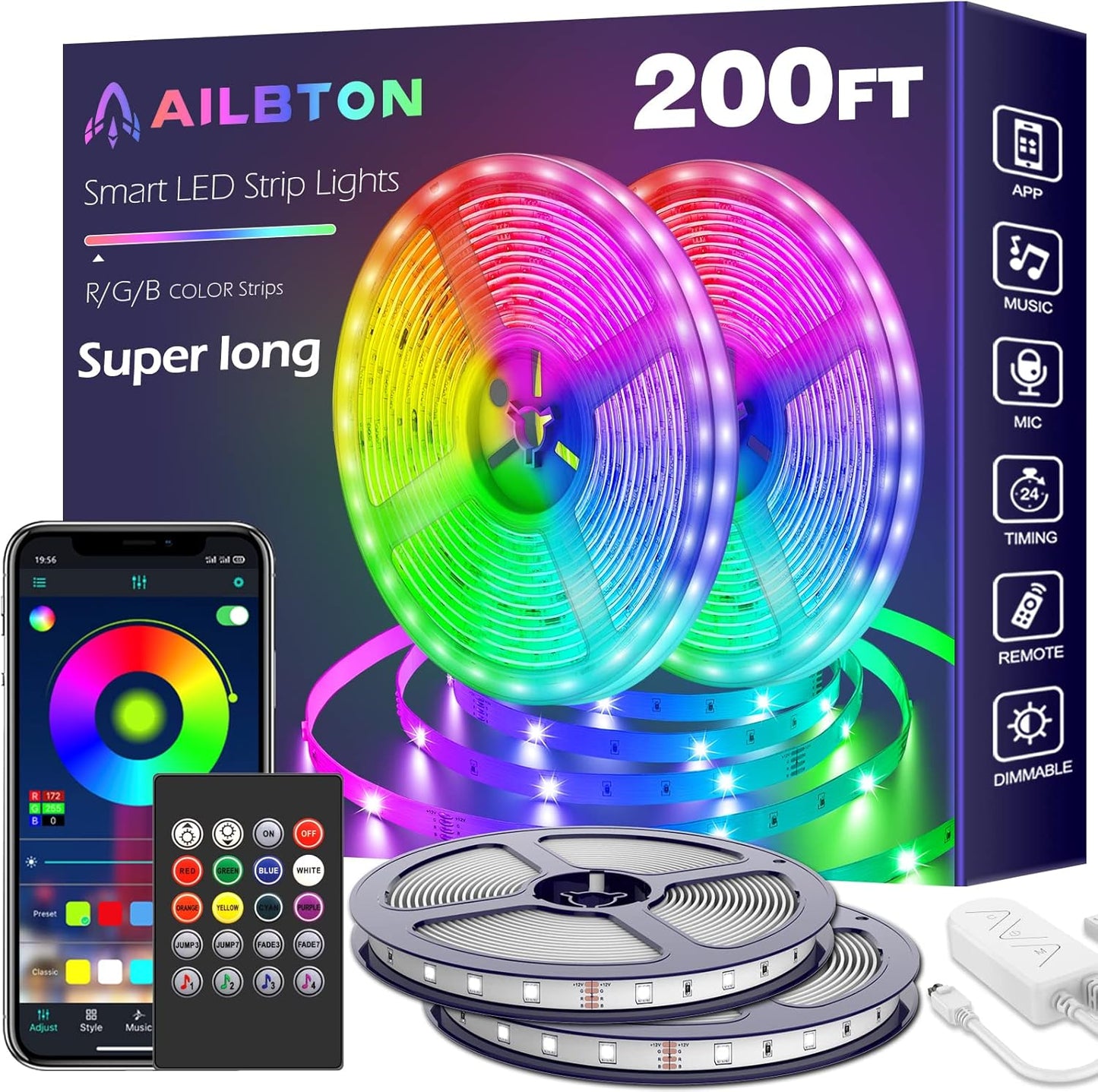 200ft LED Strip Lights with App Control for Home Decoration