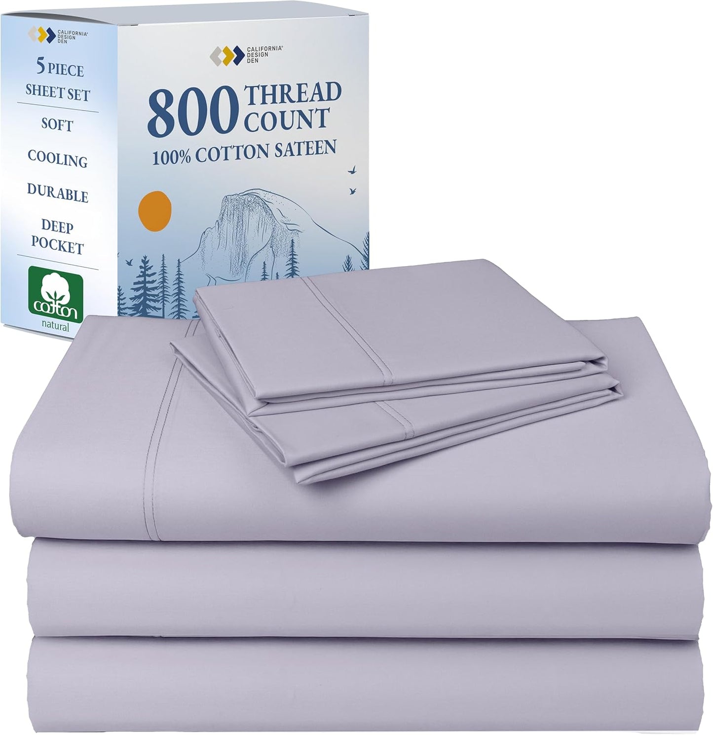 California Design Den 100% Cotton Sateen Split King Sheet Set