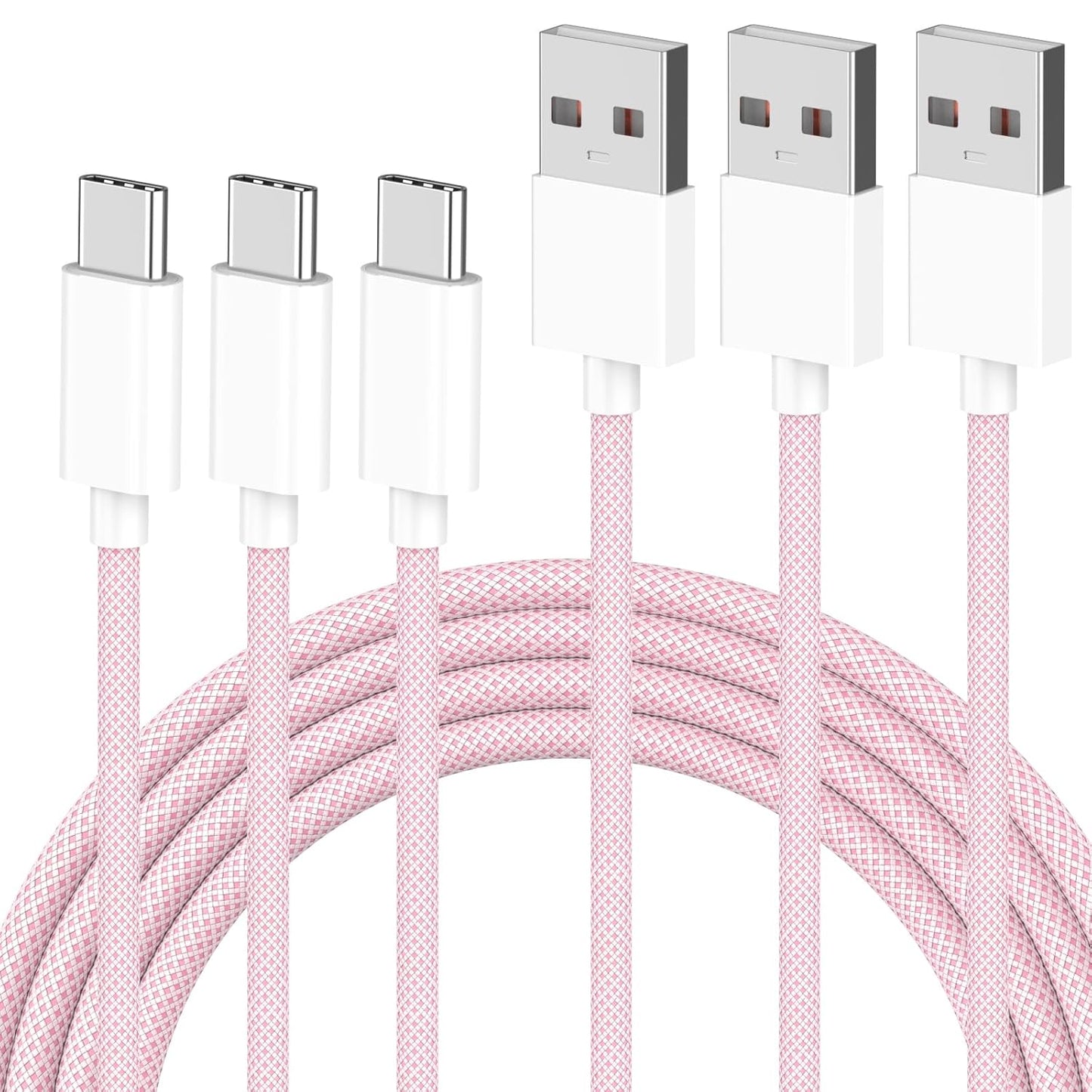 Fast Charge 3 Pack Apple Carplay Cable Set - 60W, 6FT Pink