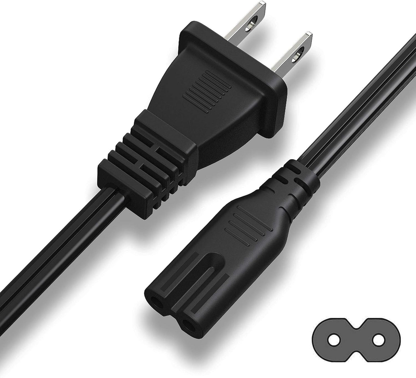 6Ft TV Power Cord 2 Prong Plug - Universal Compatibility