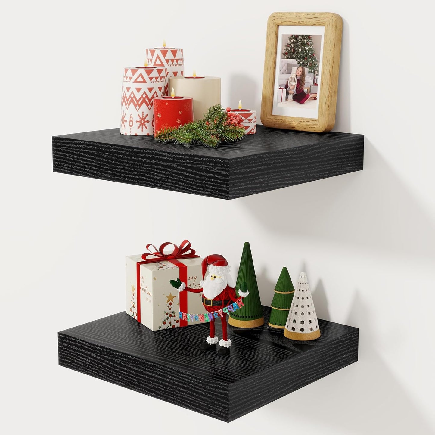 Floating Shelf Set of 2, Rustic Wood Wall Decor for Home