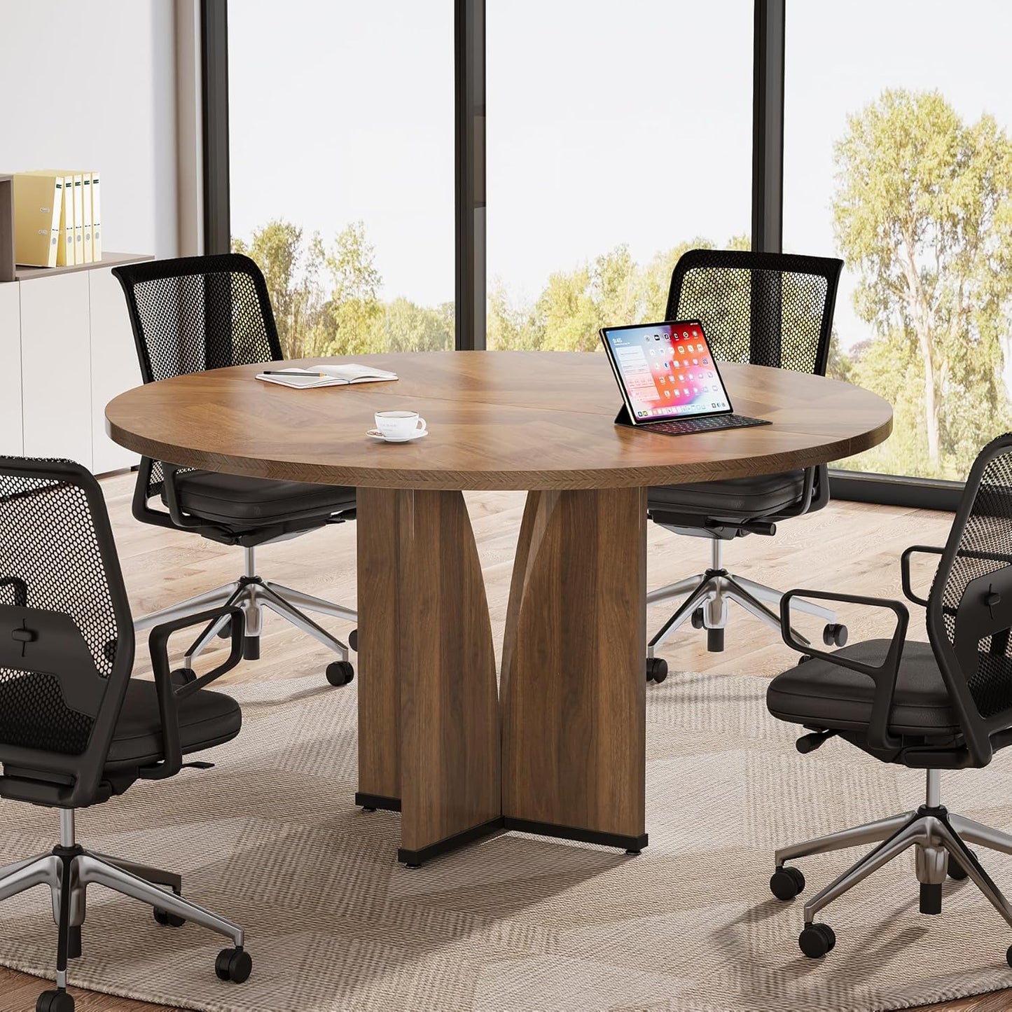 Tribesigns 39 Round Conference Table for 4 - Modern Business Solution